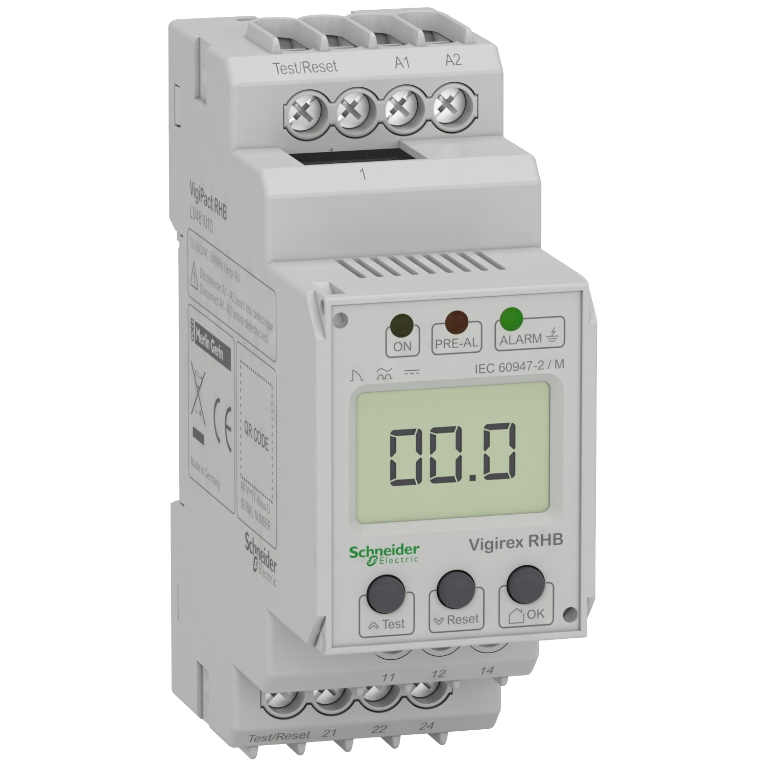 SCHNEIDER ELECTRIC - Relè di protezione corrente differenziale, VigiPacT RHB, tipo B, 30mA-3A, 100-250VAC/DC, montaggio su guida DIN