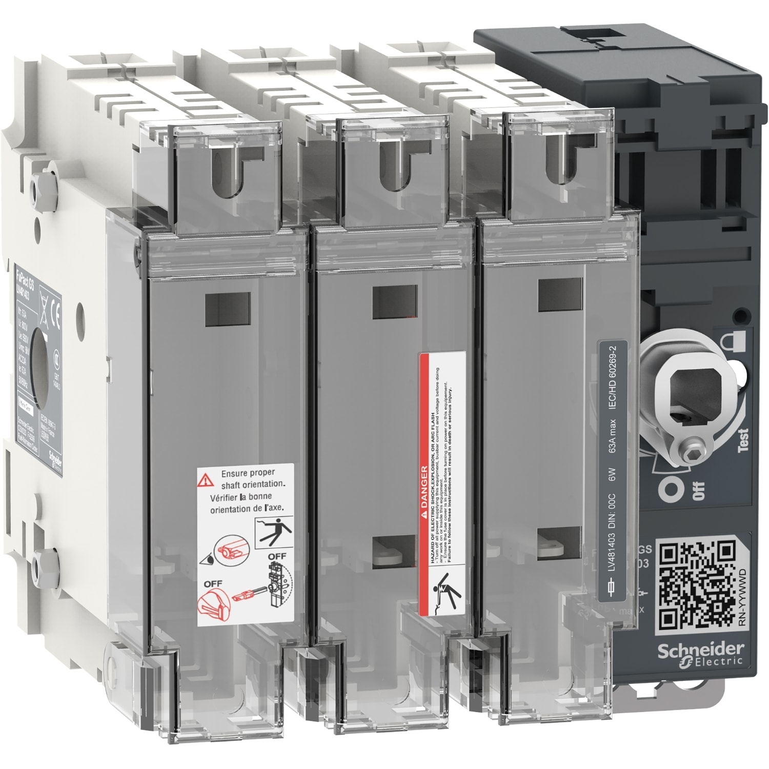 SCHNEIDER ELECTRIC - Interruttore-sezionatore con fusibili, FuPact, FuPactGS DIN63/00C, 3 poli