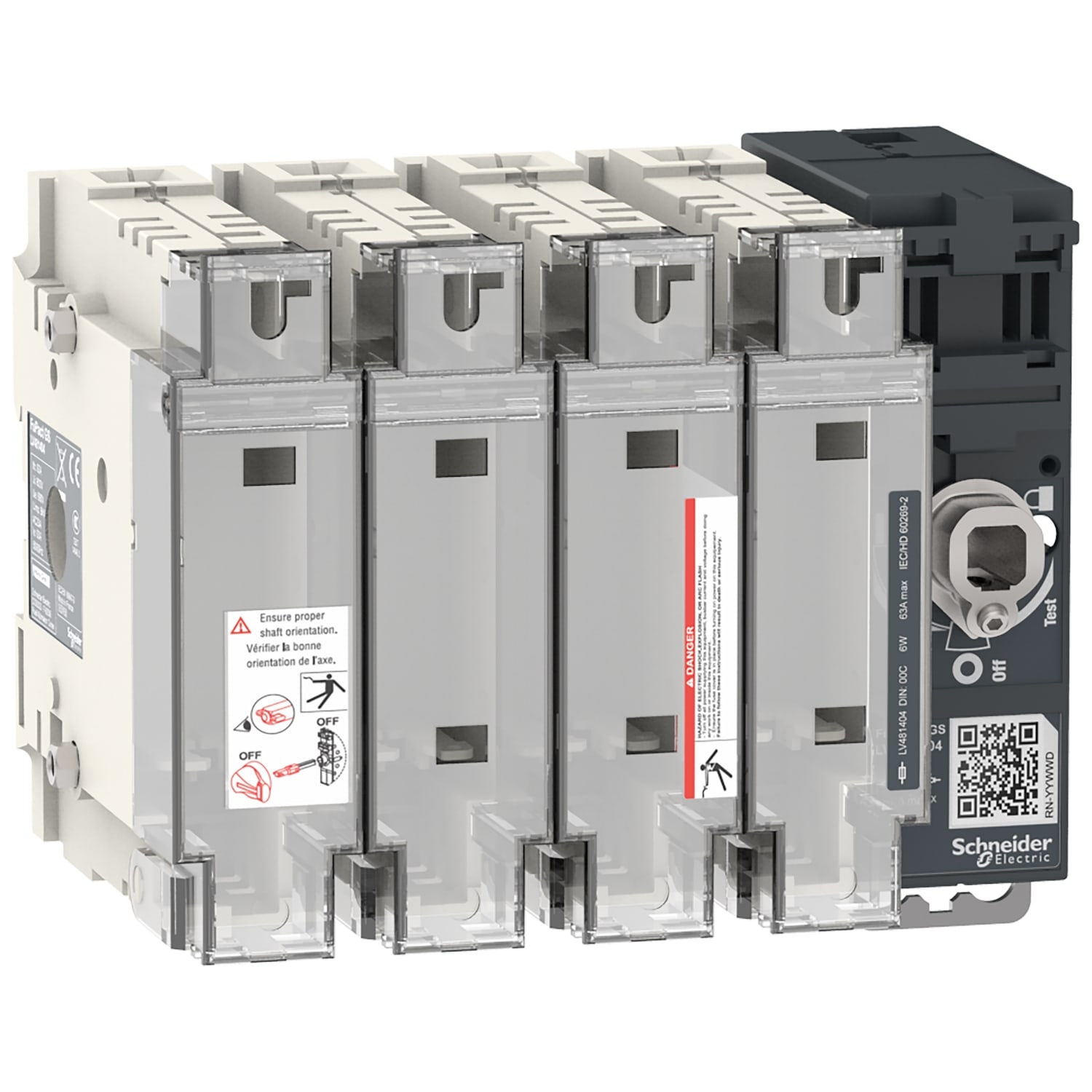 SCHNEIDER ELECTRIC - Interruttore-sezionatore con fusibili, FuPact, FuPactGS DIN63/00C, 4 poli