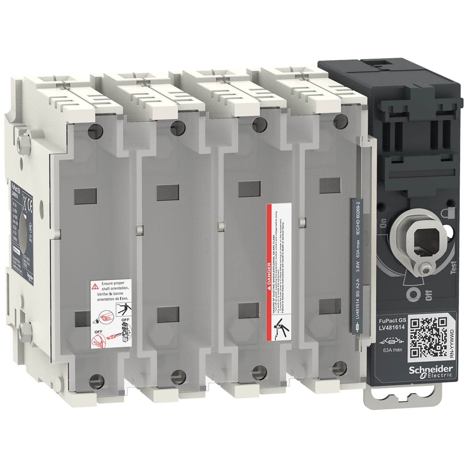SCHNEIDER ELECTRIC - Interruttore-sezionatore con fusibili, FuPact, FuPactGS BS63, 4 poli