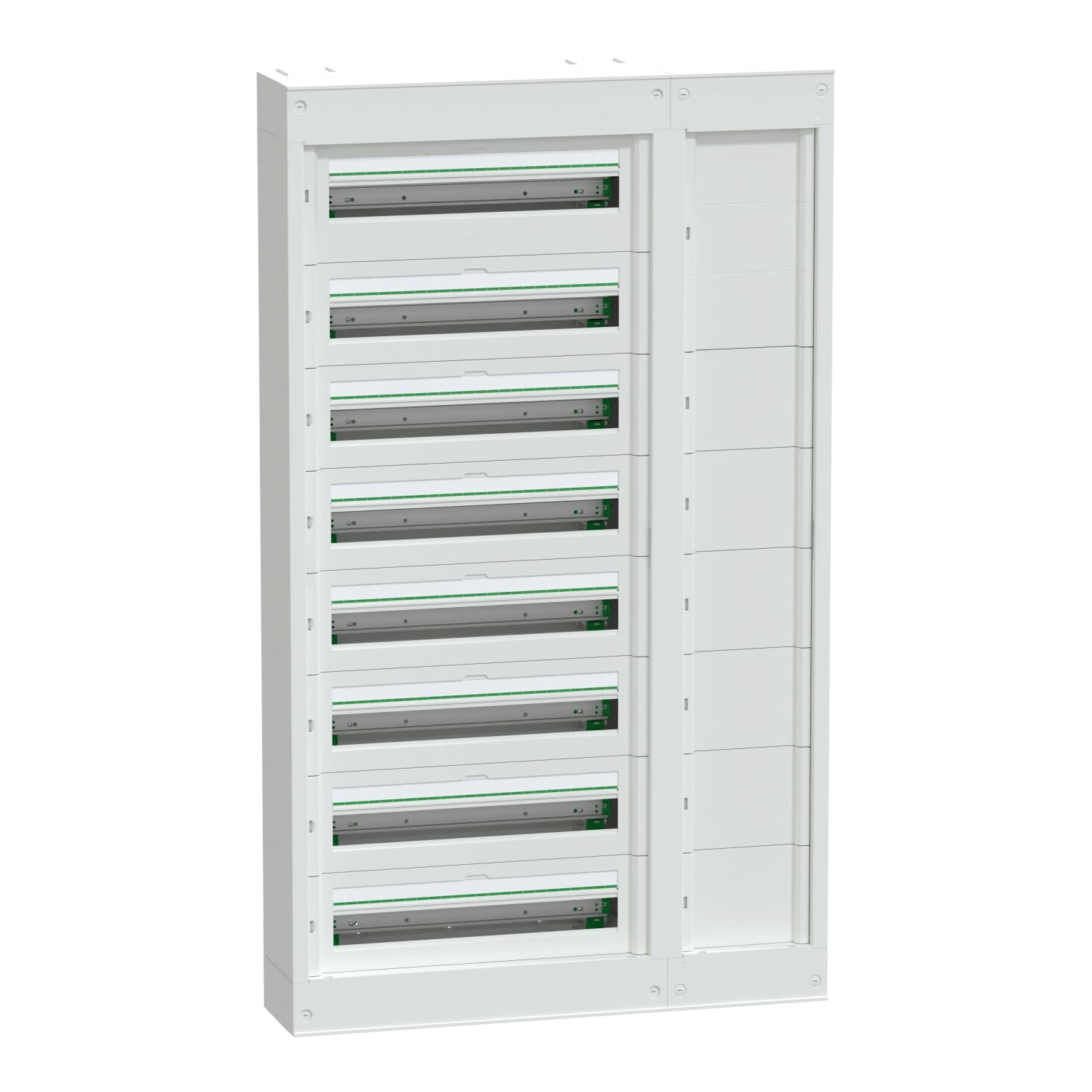 SCHNEIDER ELECTRIC - Centralino per apparecchi modulari con canalina laterale, PrismaSeT S, parete, 8 x 24 moduli, 1 morsettiera di terra, senza porta