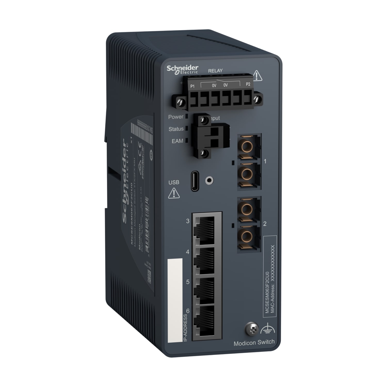 SCHNEIDER ELECTRIC - switch di rete, rete Modicon, gestito, 4 porte per rame con 2 porte per fibra ottica, multimodale