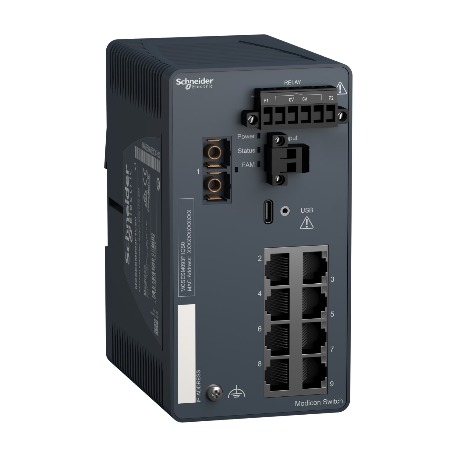 SCHNEIDER ELECTRIC - Switch gestito Modicon - 8 porte per rame + 1 porta per fibra ottica monomodale