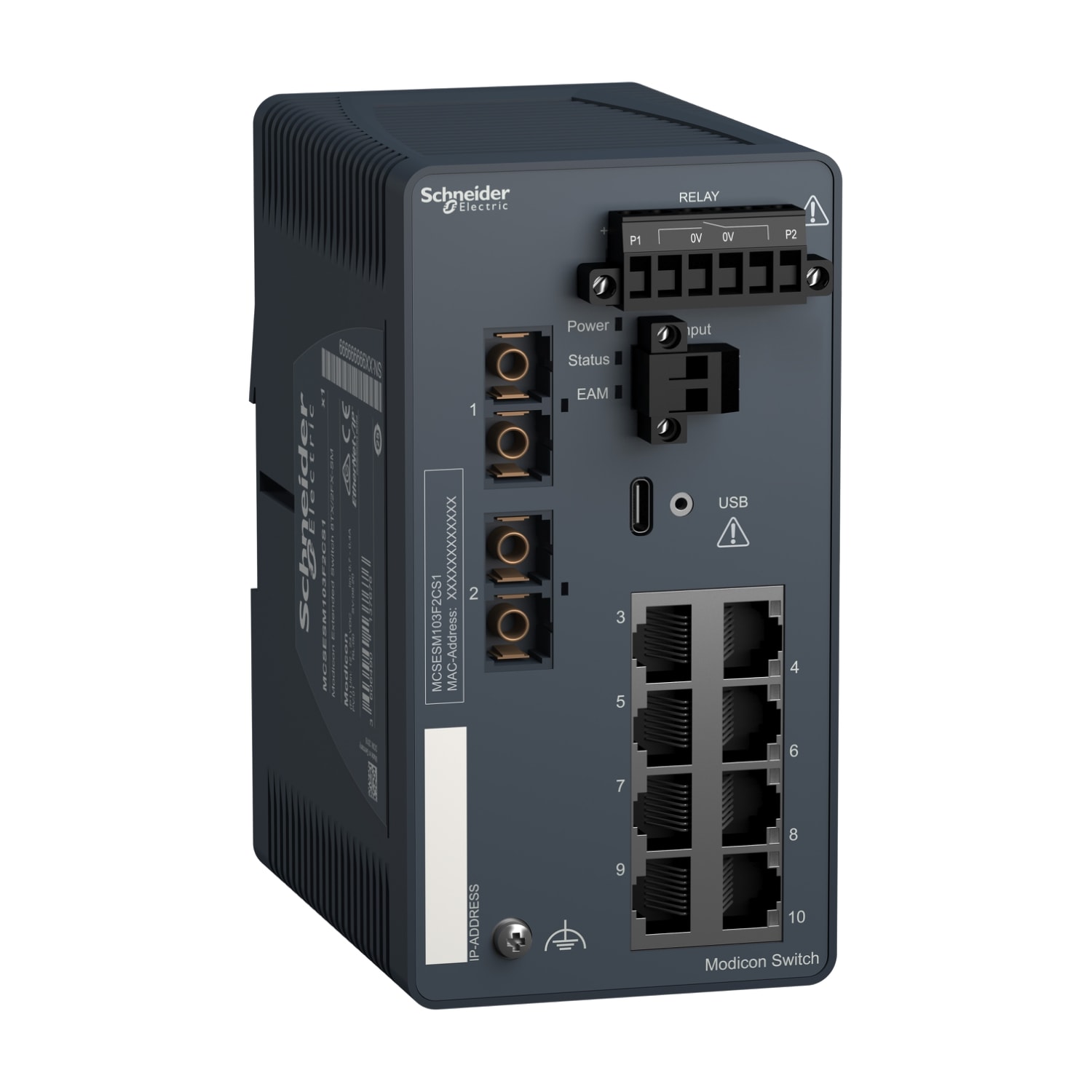 SCHNEIDER ELECTRIC - Switch gestito esteso Modicon - 8 porte per rame + 2 porte per fibra ottica monomodale