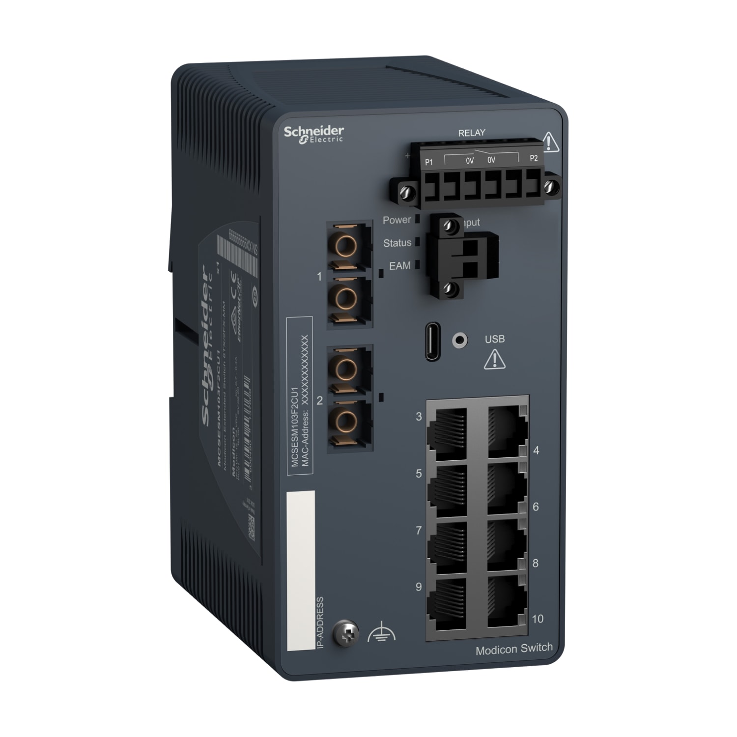 SCHNEIDER ELECTRIC - Switch gestito esteso Modicon - 8 porte in rame + 2 porte in fibra ottica multimodale