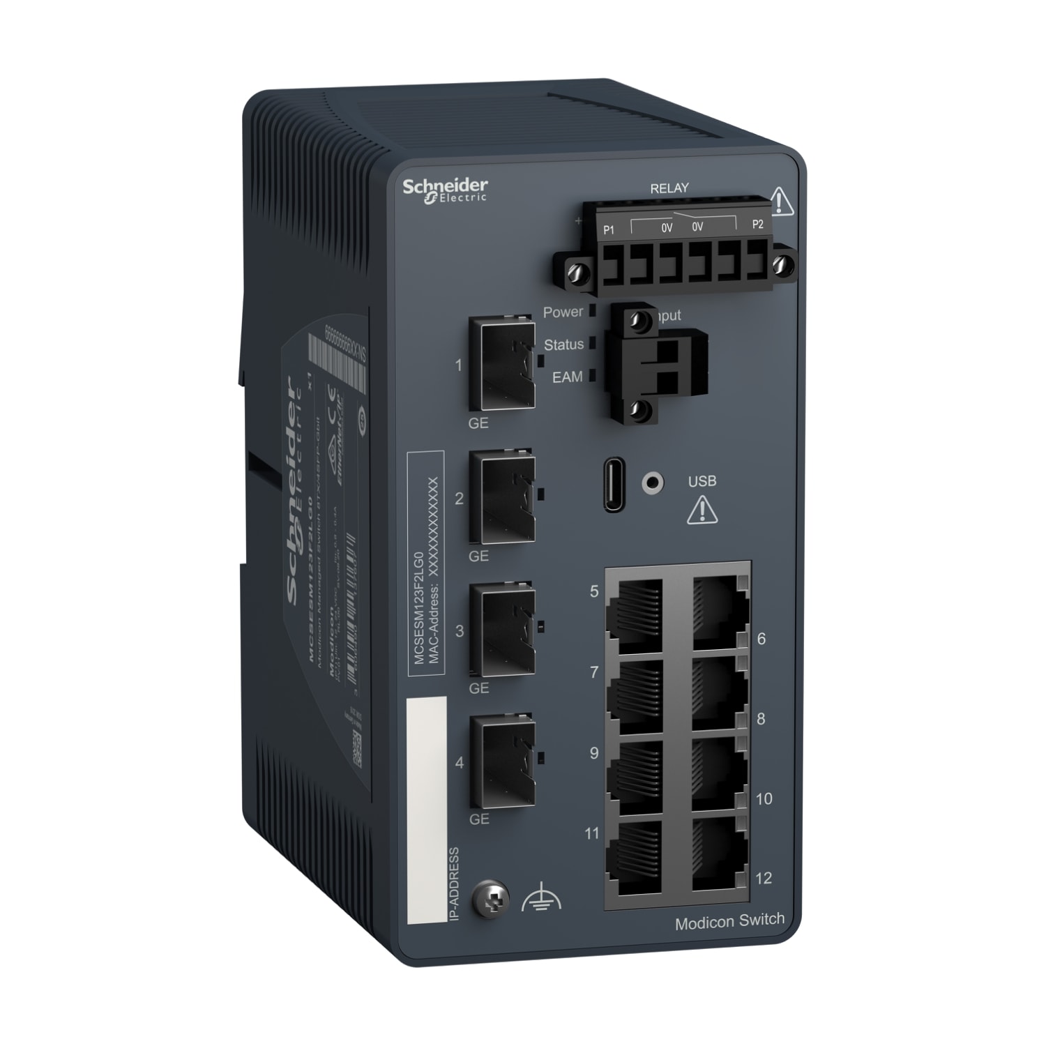 SCHNEIDER ELECTRIC - switch di rete, rete Modicon, gestito, 8 porte per rame con SFP da 4 Gigabit