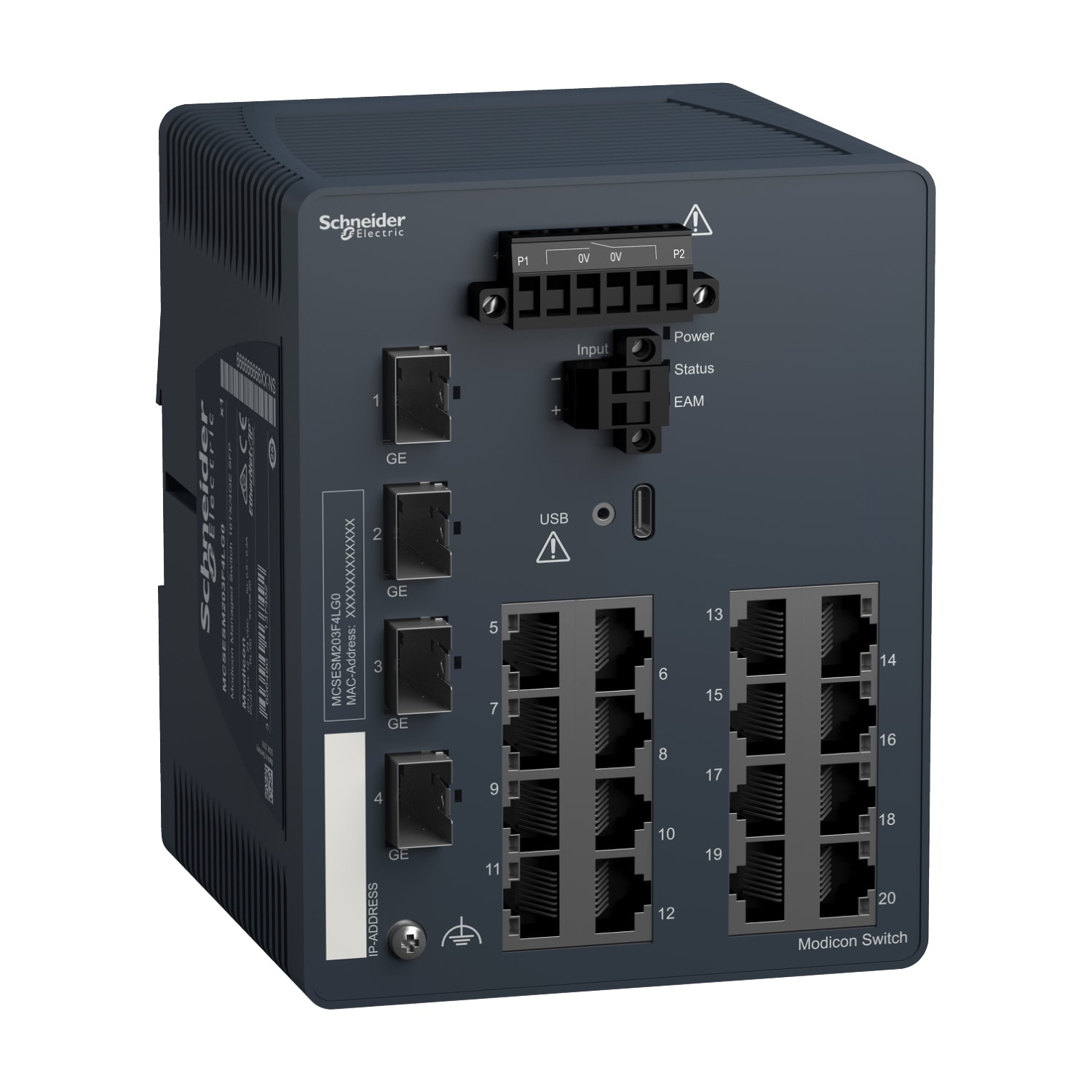 SCHNEIDER ELECTRIC - Modicon Managed Switch - 16 porte in rame + 4 Gigabit SFP