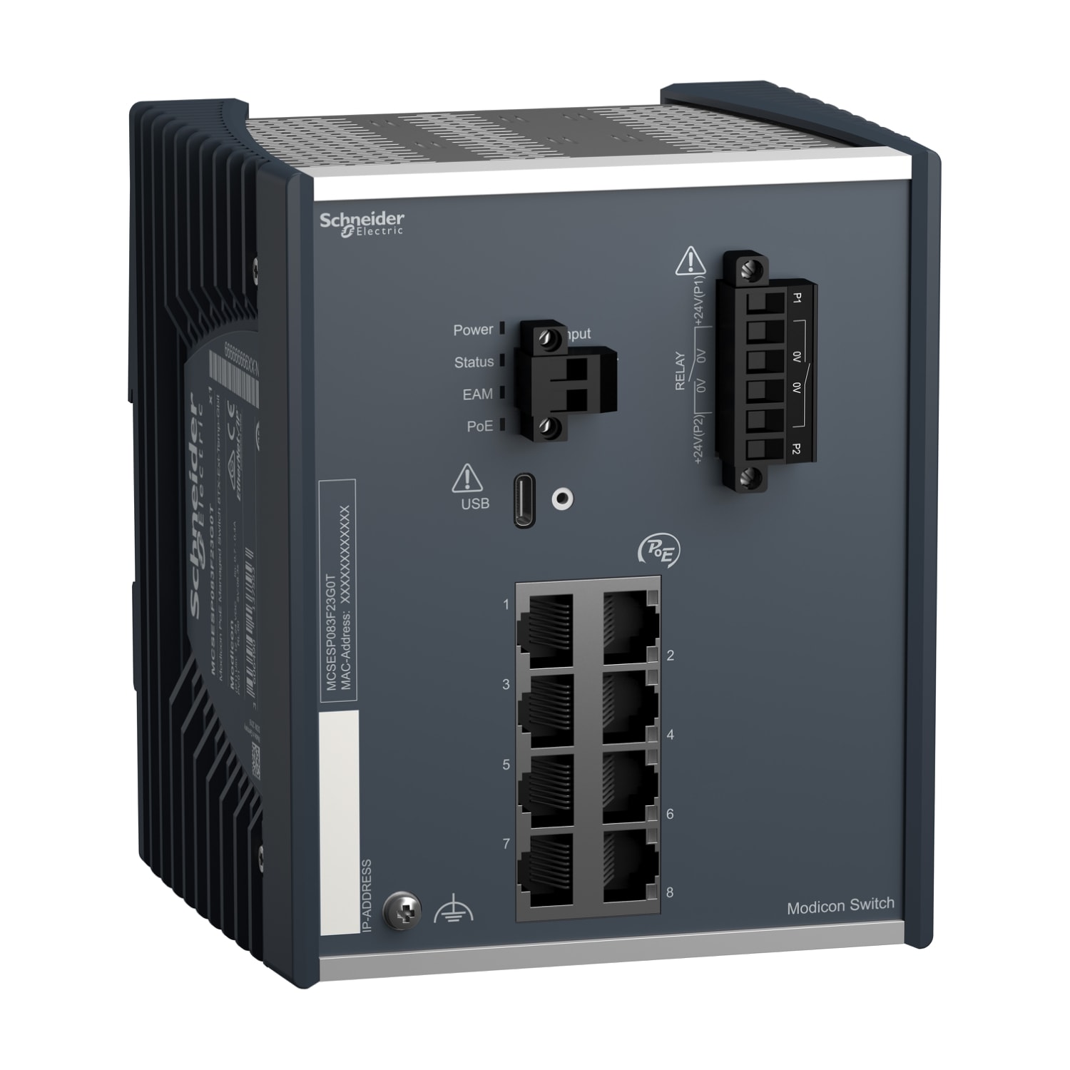 SCHNEIDER ELECTRIC - Switch gestito Modicon PoE (Power over Ethernet) - 8 porte Gigabit per rame - temperatura estesa
