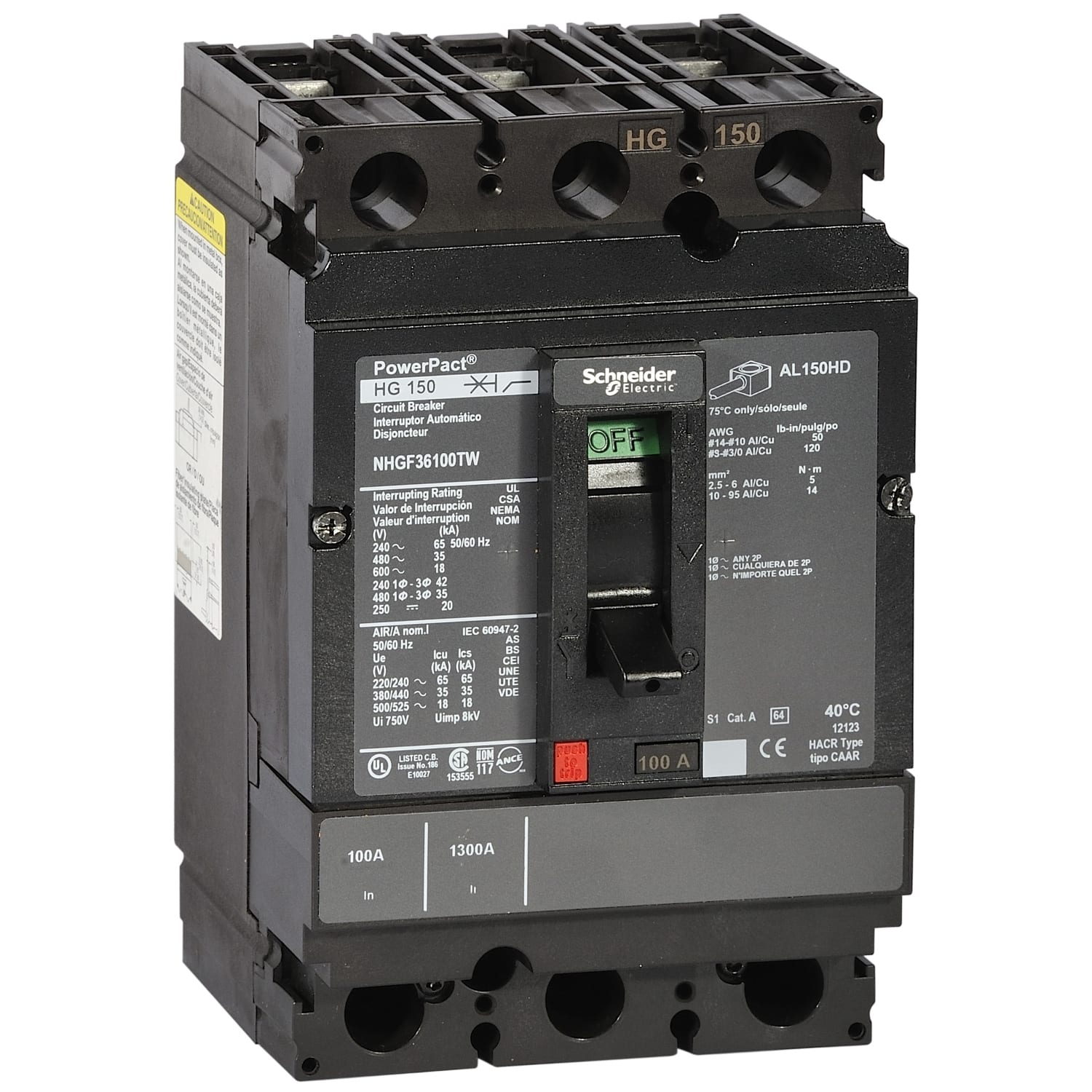 SCHNEIDER ELECTRIC - H-Frame 150A 18kA 3P TM125