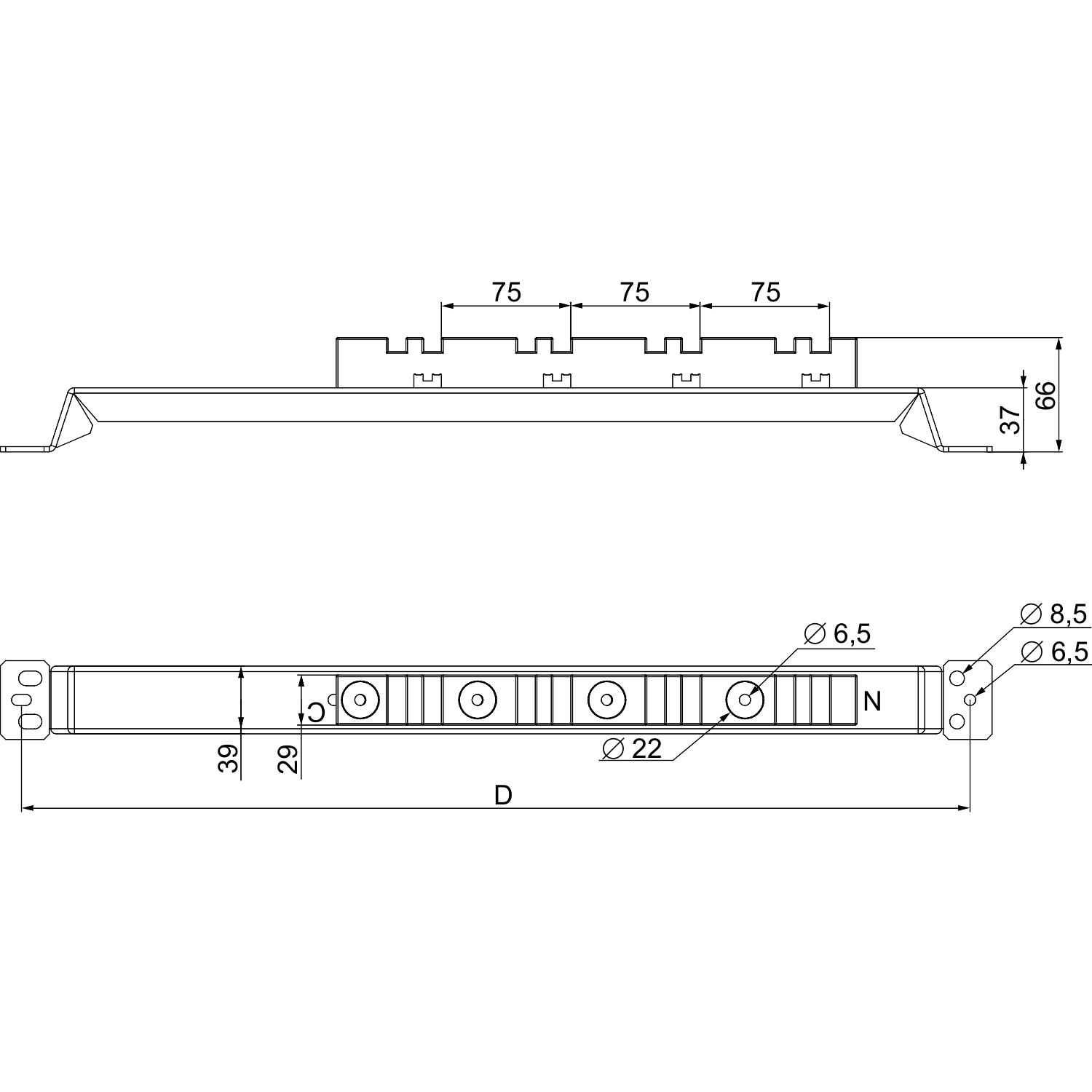 SCHNEIDER ELECTRIC - Supporto di base per barra verticale 600 mm
