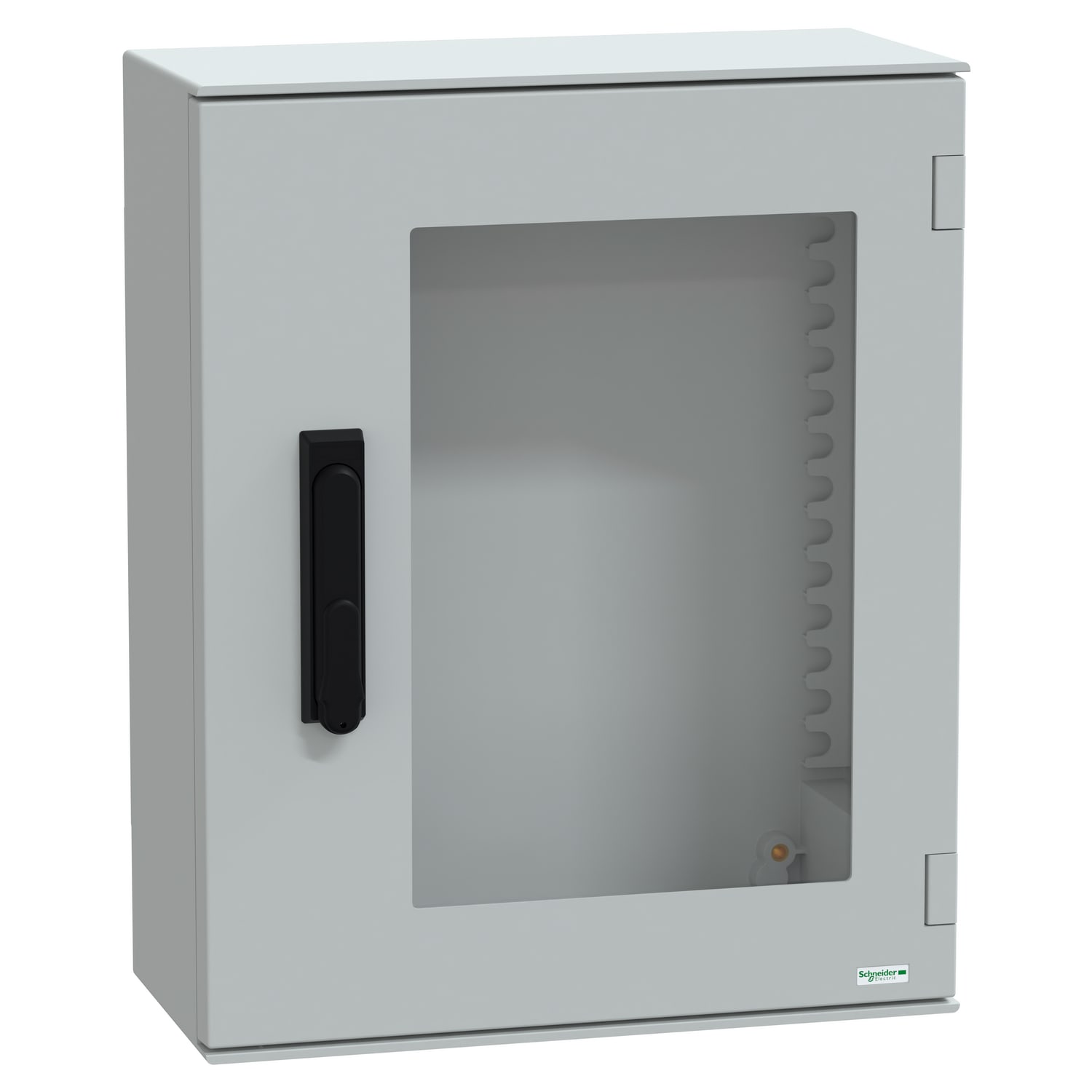 SCHNEIDER ELECTRIC - Cassetta in poliestere montata a parete, PanelSeT PLM, porta trasparente, con maniglia, 530x430x200mm, IP66, IK08, RAL 7035