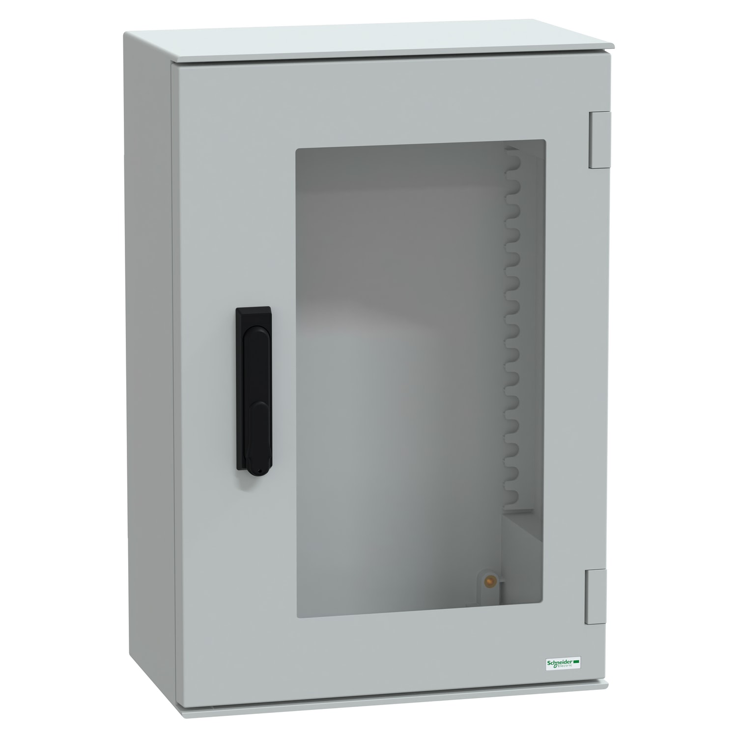SCHNEIDER ELECTRIC - Cassetta in poliestere montata a parete, PanelSeT PLM, porta trasparente, con maniglia, 647x436x250mm, IP66, IK08, RAL 7035