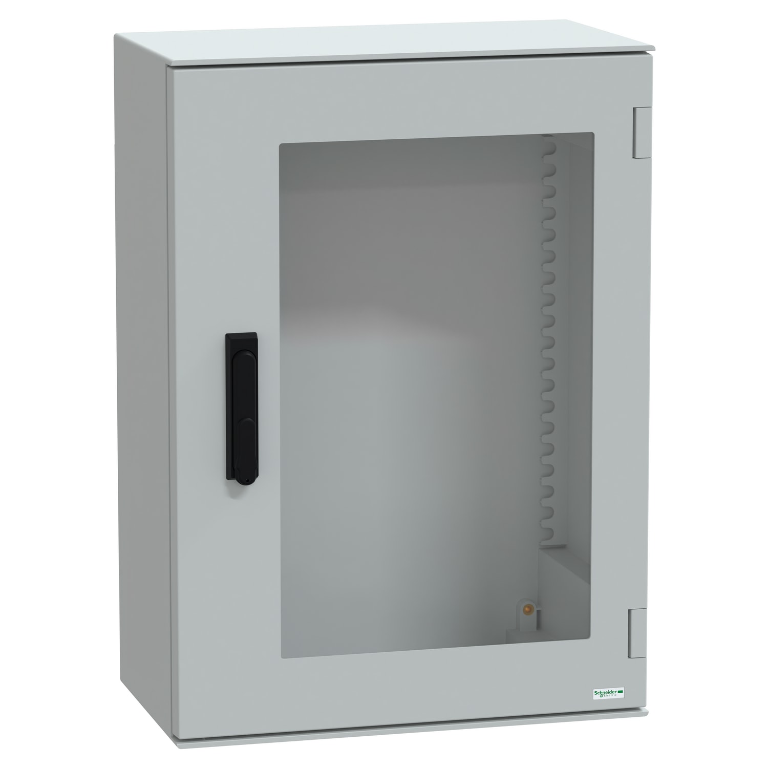 SCHNEIDER ELECTRIC - Cassetta in poliestere montata a parete, PanelSeT PLM, porta trasparente, con maniglia, 747x536x300mm, IP66, IK08, RAL 7035