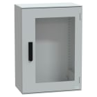 SCHNEIDER ELECTRIC - Cassetta in poliestere montata a parete, PanelSeT PLM, porta trasparente, con maniglia, 747x536x300mm, IP66, IK08, RAL 7035