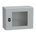 SCHNEIDER ELECTRIC - Cassetta in acciaio montata a parete, PanelSeT S3D, porta trasparente, senza piastra di montaggio, 300x400x200mm, IP66, IK08