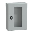 SCHNEIDER ELECTRIC - Cassetta in acciaio montata a parete, PanelSeT S3D, porta trasparente, senza piastra di montaggio, 400x300x150 mm, IP66, IK08
