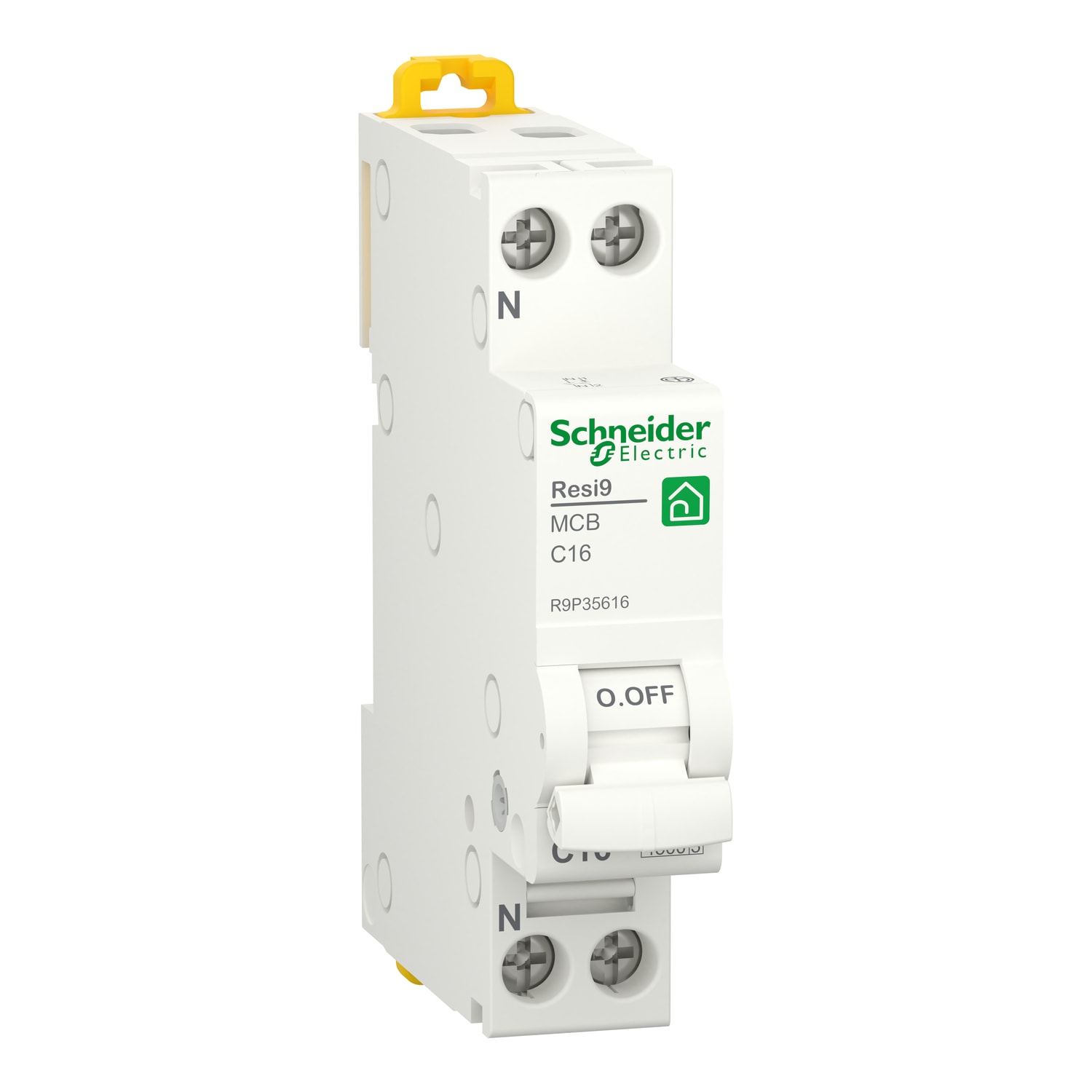 SCHNEIDER ELECTRIC - Interruttore magnetotermico miniaturizzato (?), Resi9, 1P+N, 16A, curva C, 4500A (IEC/EN 60898-1)