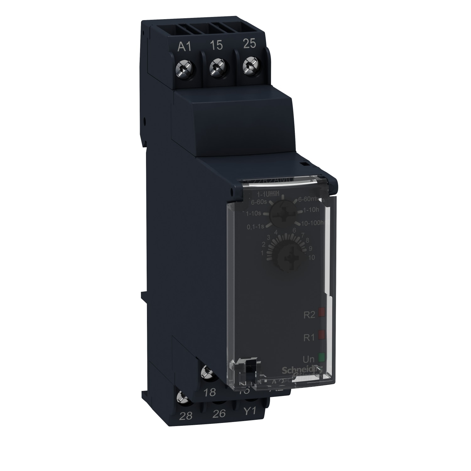 SCHNEIDER ELECTRIC - Relè temporizzato bifunzione 24VDC/24..240V 2NC/NO