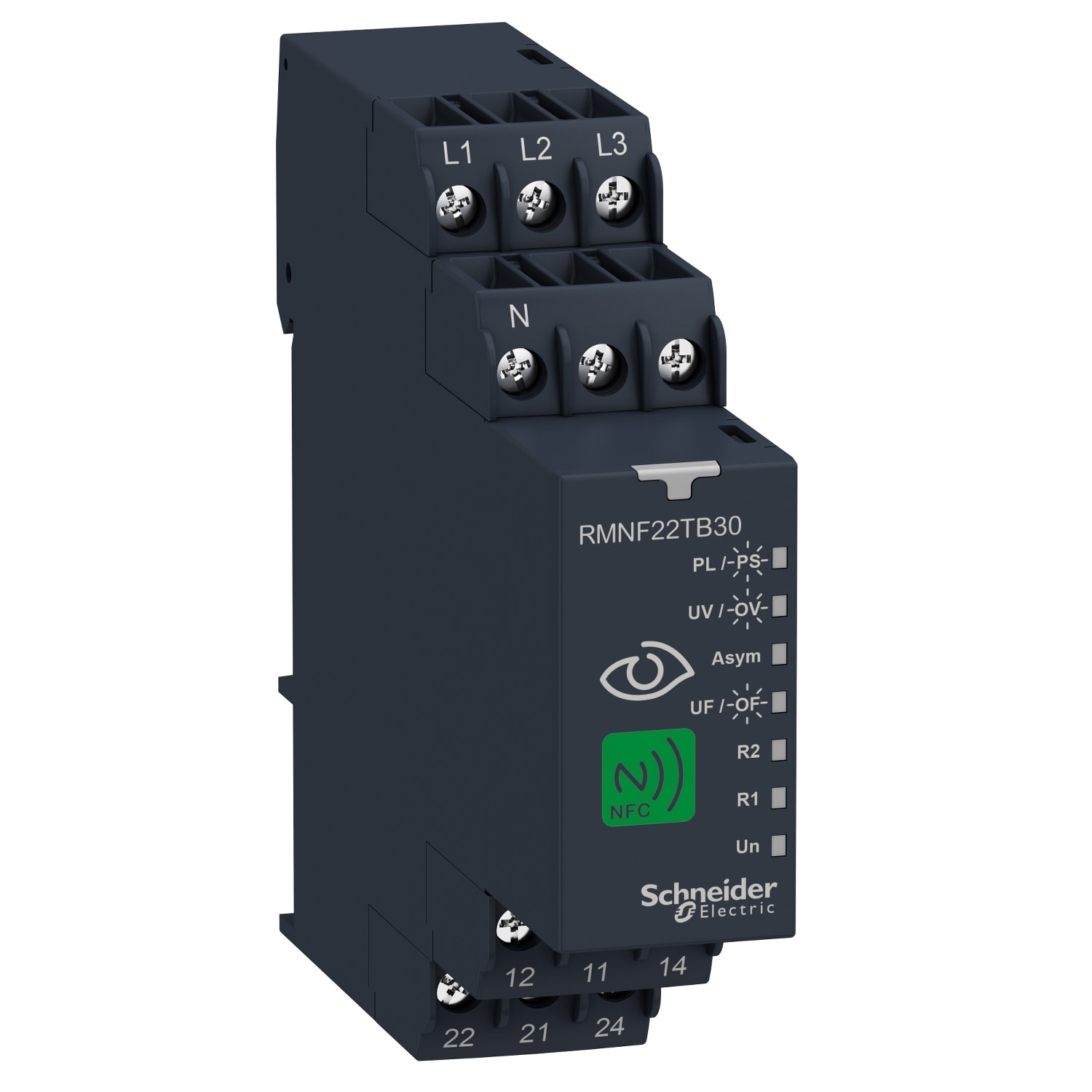 SCHNEIDER ELECTRIC - Relè di misura e controllo NFC a 3 fasi, Harmony, 8A, 2NC/NO, multifunzione , 208..480V AC