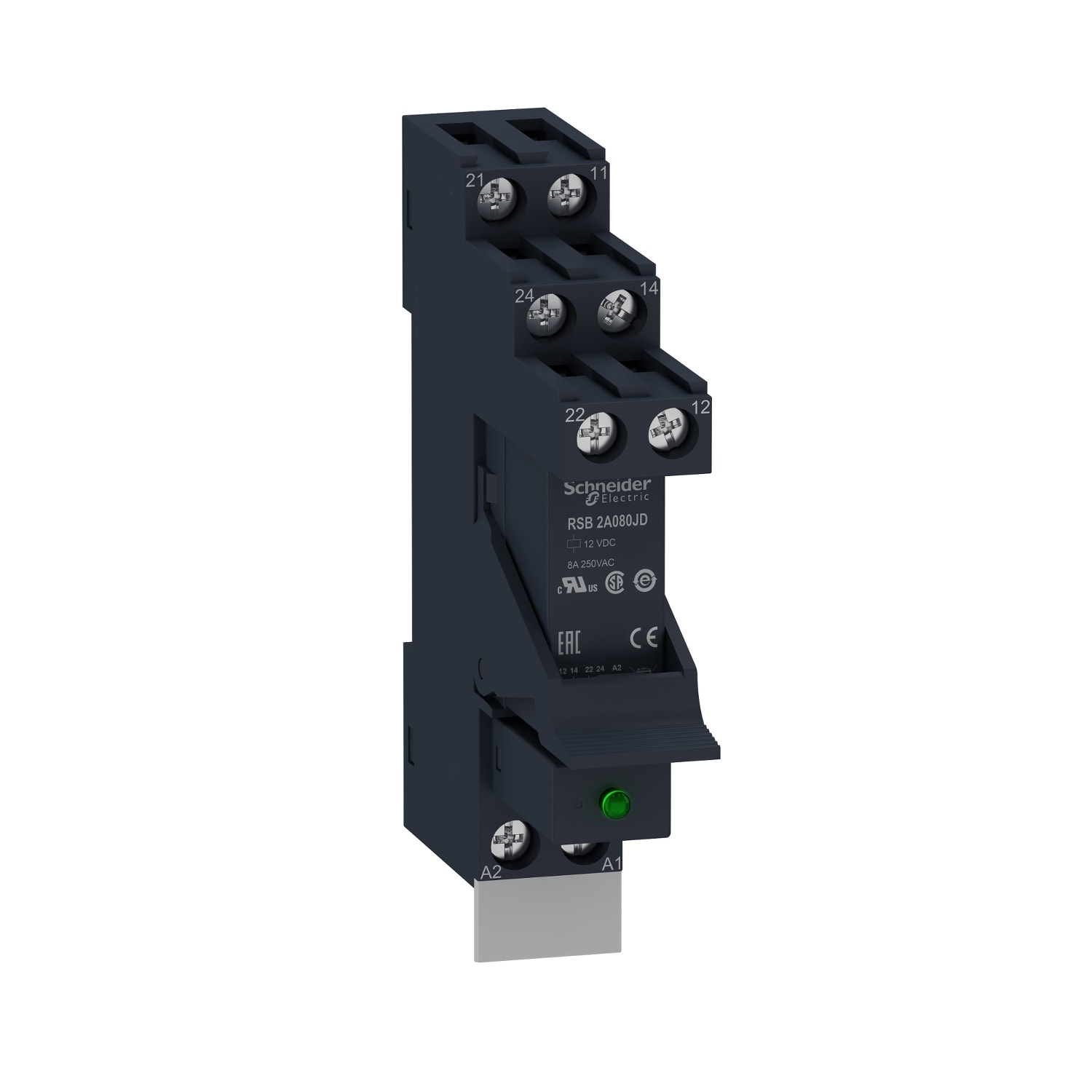 SCHNEIDER ELECTRIC - Relè RSB pre-montato con base-2NC/NO 8A 12VDC completo di diodo