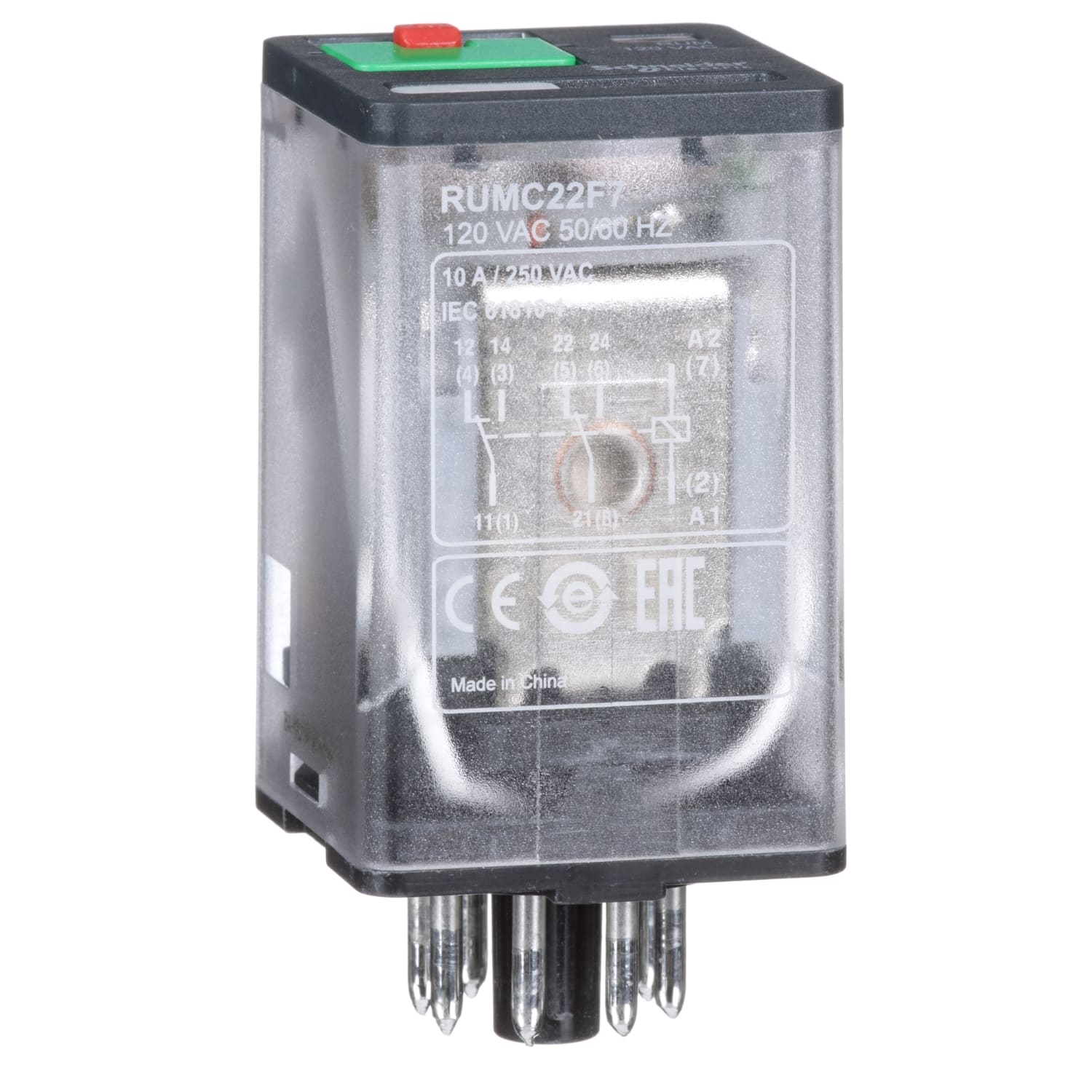 SCHNEIDER ELECTRIC - Relè a innesto universale - Harmony RUM - 2 NC/NO - 120 VAC - 10 A - con led