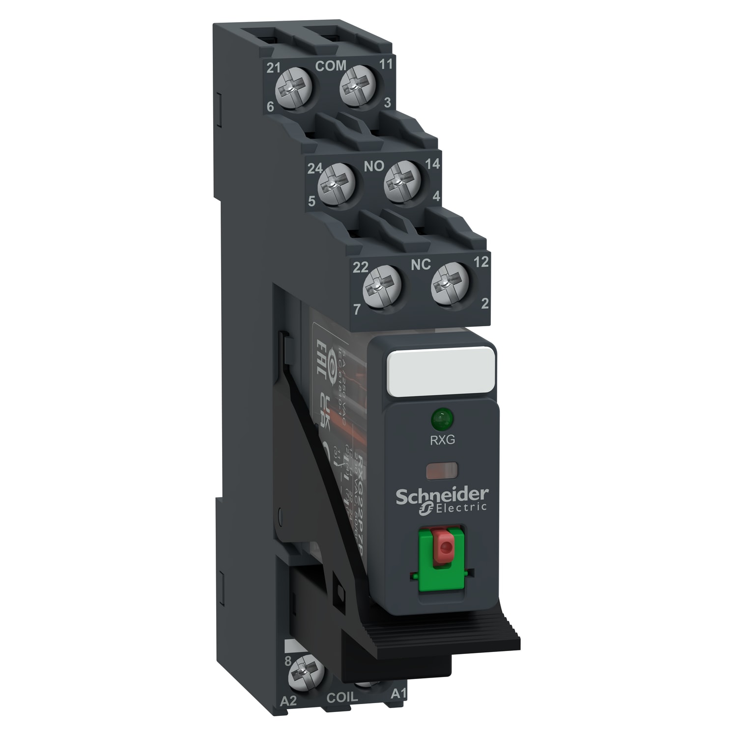 SCHNEIDER ELECTRIC - Relè RXG - pulsante test+LED pre-montato - base-2NC/NO 5A 230Vca + varistore