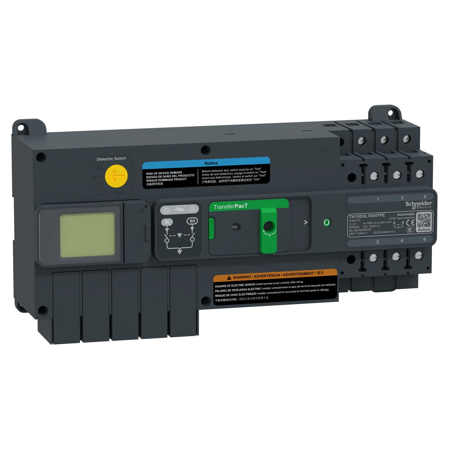SCHNEIDER ELECTRIC - Commutatore di rete, TransferPacT, TransferPacT Active Automatic, 3P, 100 A, 400 V
