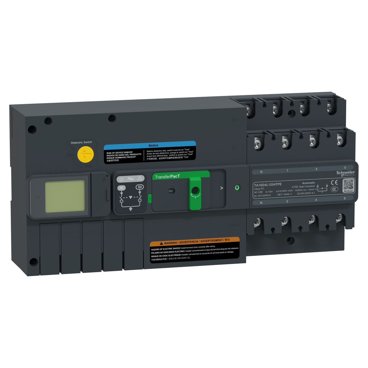 SCHNEIDER ELECTRIC - Commutatore di rete, TransferPacT, TransferPacT Active Automatic, 4P, 125 A, 400 V