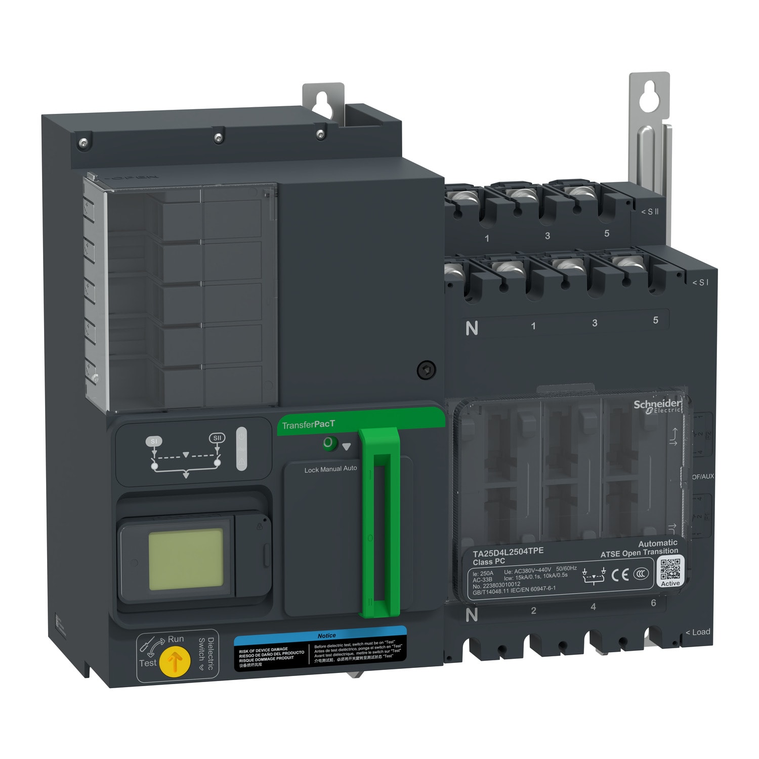 SCHNEIDER ELECTRIC - TransferPacT Active Automatic, 250 A, 400 V, 4P, LCD, frame 250 A