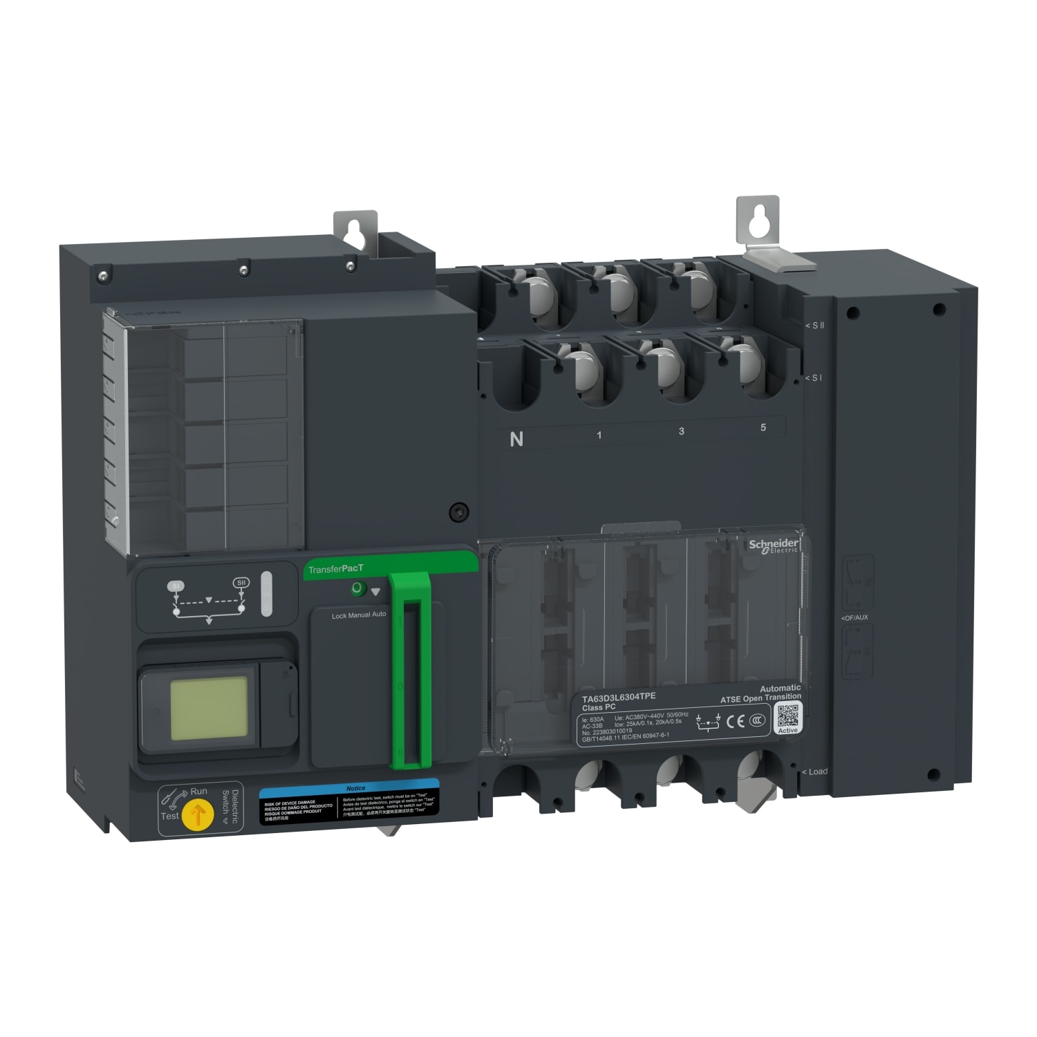 SCHNEIDER ELECTRIC - TransferPacT Active Automatic, 630 A, 400 V, 3P, LCD, frame 630A