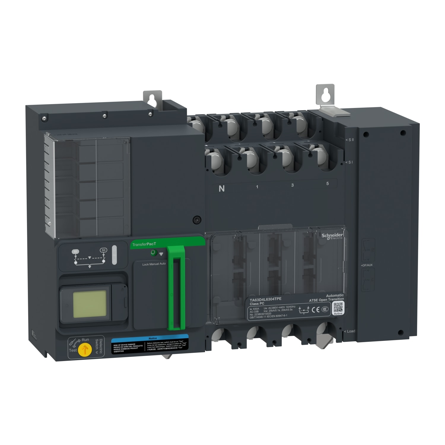 SCHNEIDER ELECTRIC - TransferPacT Active Automatic, 630 A, 400 V, 4P, LCD, frame 630A