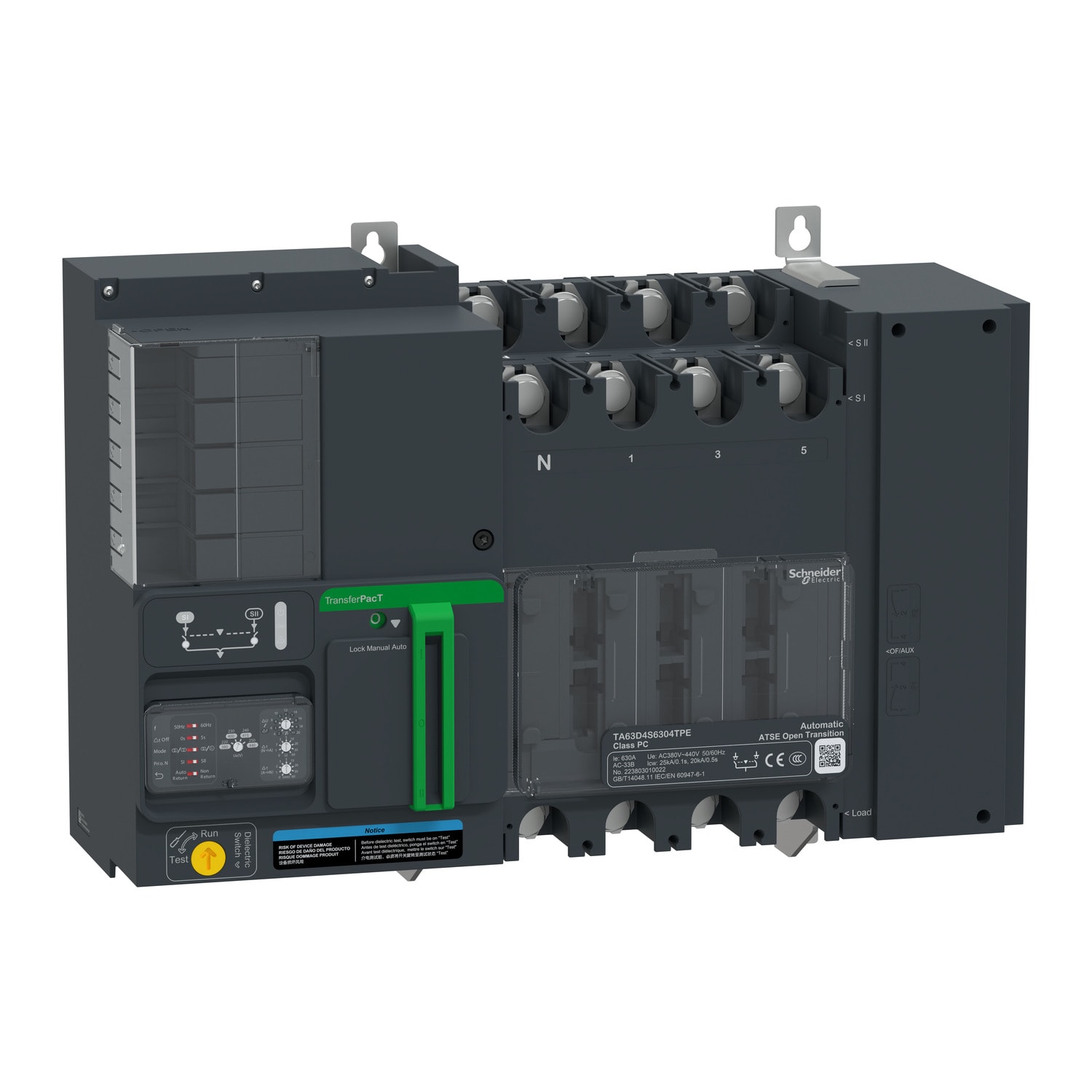 SCHNEIDER ELECTRIC - TransferPacT automatico, 320 A, 400 V, 4P, rotante, telaio 630 A