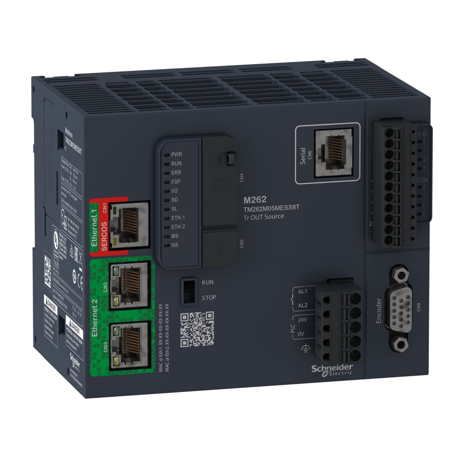 SCHNEIDER ELECTRIC - Motion Controller, Modicon M262, 5ns per istruzione, 4 assi, Ethernet ottimizzato, Sercos, da macchina a impianto