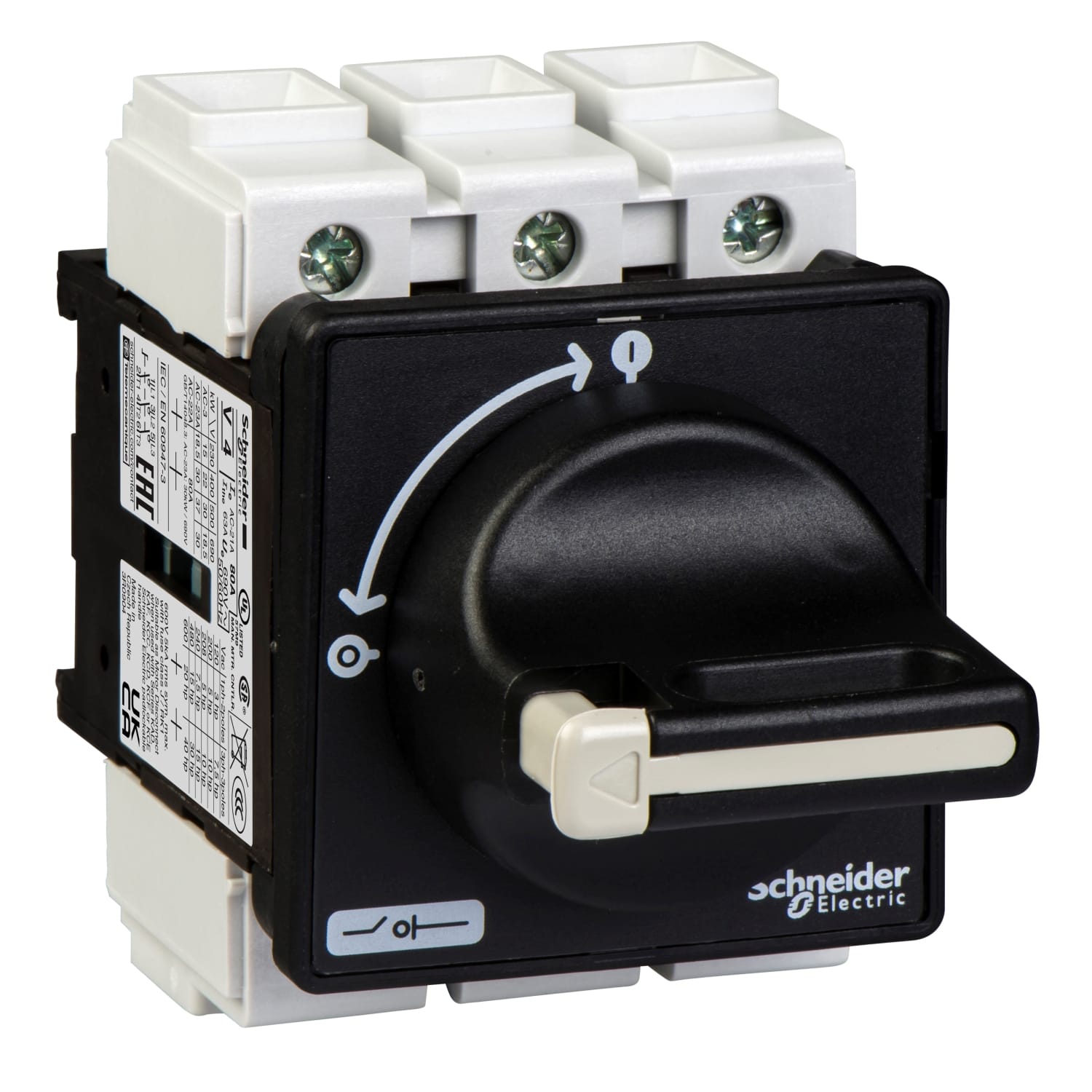 SCHNEIDER ELECTRIC - Interruttore sezionatore Vario VBF - 3 poli - 80 A - manovra nera lucchettabile