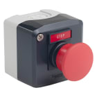 SCHNEIDER ELECTRIC - Pulsantiera completa, Harmony XALD, grigio scuro, 1 pulsante con testa a fungo rosso, 40 mm, ritorno a molla, 1NC, marcatura STOP