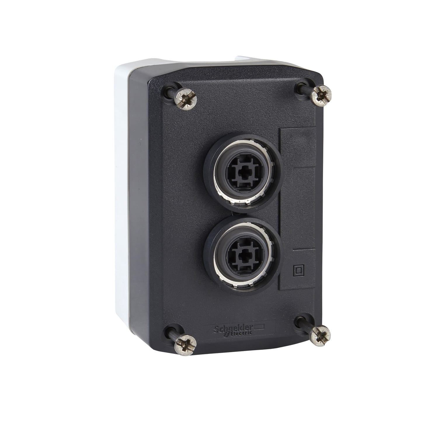 SCHNEIDER ELECTRIC - Pulsantiera completa, Harmony XALD, grigio scuro, pulsante bianco a filo ghiera/nero, 22 mm, 1NO + 1NC