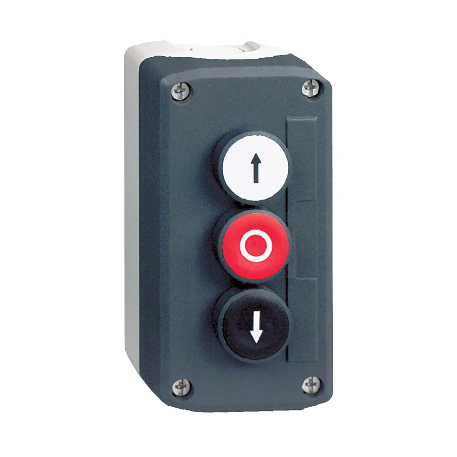 SCHNEIDER ELECTRIC - Pulsantiera completa, Harmony XALD, XALK,grigio scuro, pulsanti a filo ghiera 22mm,freccia bianca SU 1NO+1NC rosso O 1NO+1NC freccia nera GIU' 1NO+1NC