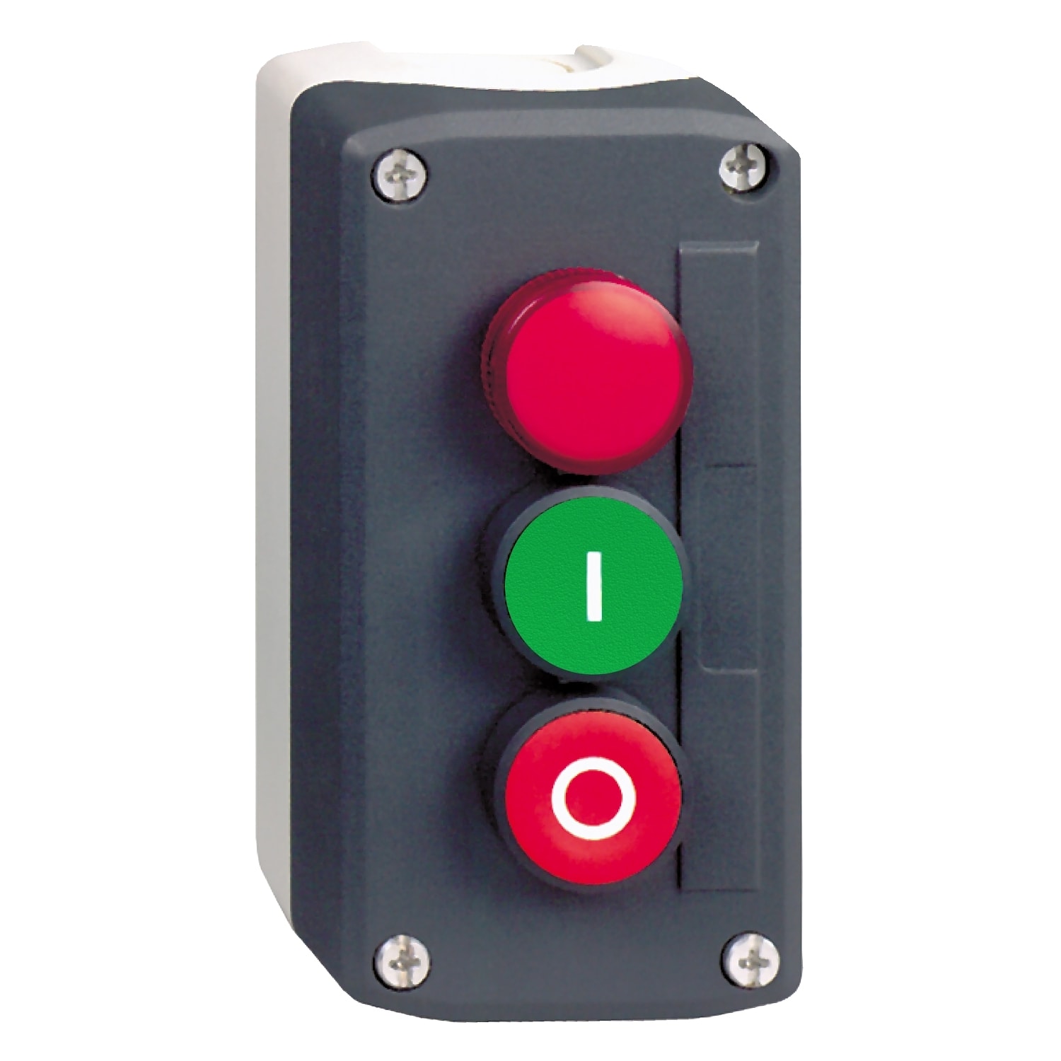 SCHNEIDER ELECTRIC - Pulsantiera completa, Harmony XALD, pulsante a filo ghiera grigio scuro, verde e rosso, 22 mm e lampada spia rossa, con marcatura