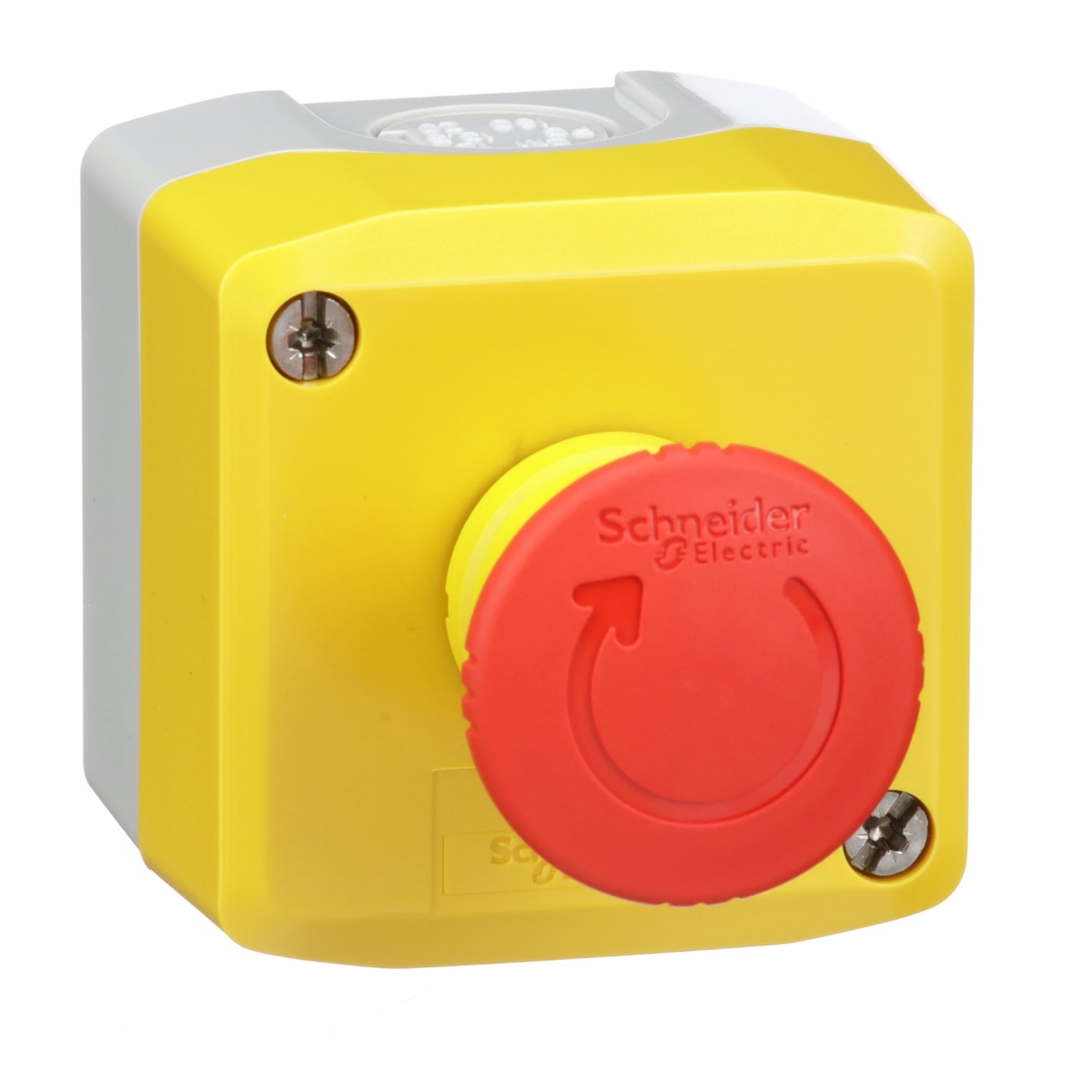 SCHNEIDER ELECTRIC - Pulsantiera, Harmony, plastica, gialla, 1 fungo rosso, 40 mm, girare per sbloccare l'arresto di emergenza 1 NC, senza marcatura,  UL CSA