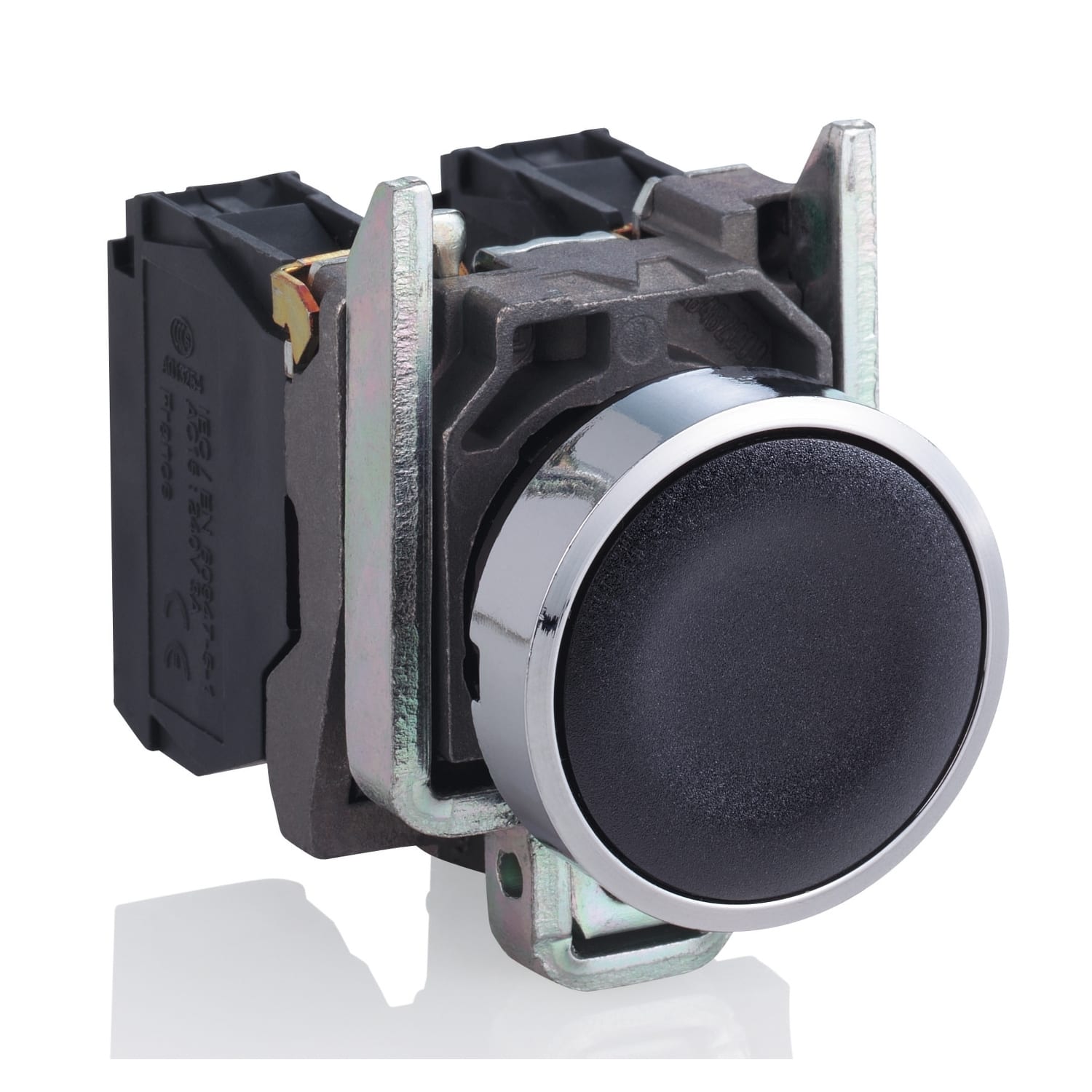 SCHNEIDER ELECTRIC - Pulsante, metallo, Harmony XB4, a filo ghiera, nero, 22 mm, ad impulso, senza marcatura, 1NO+1NC