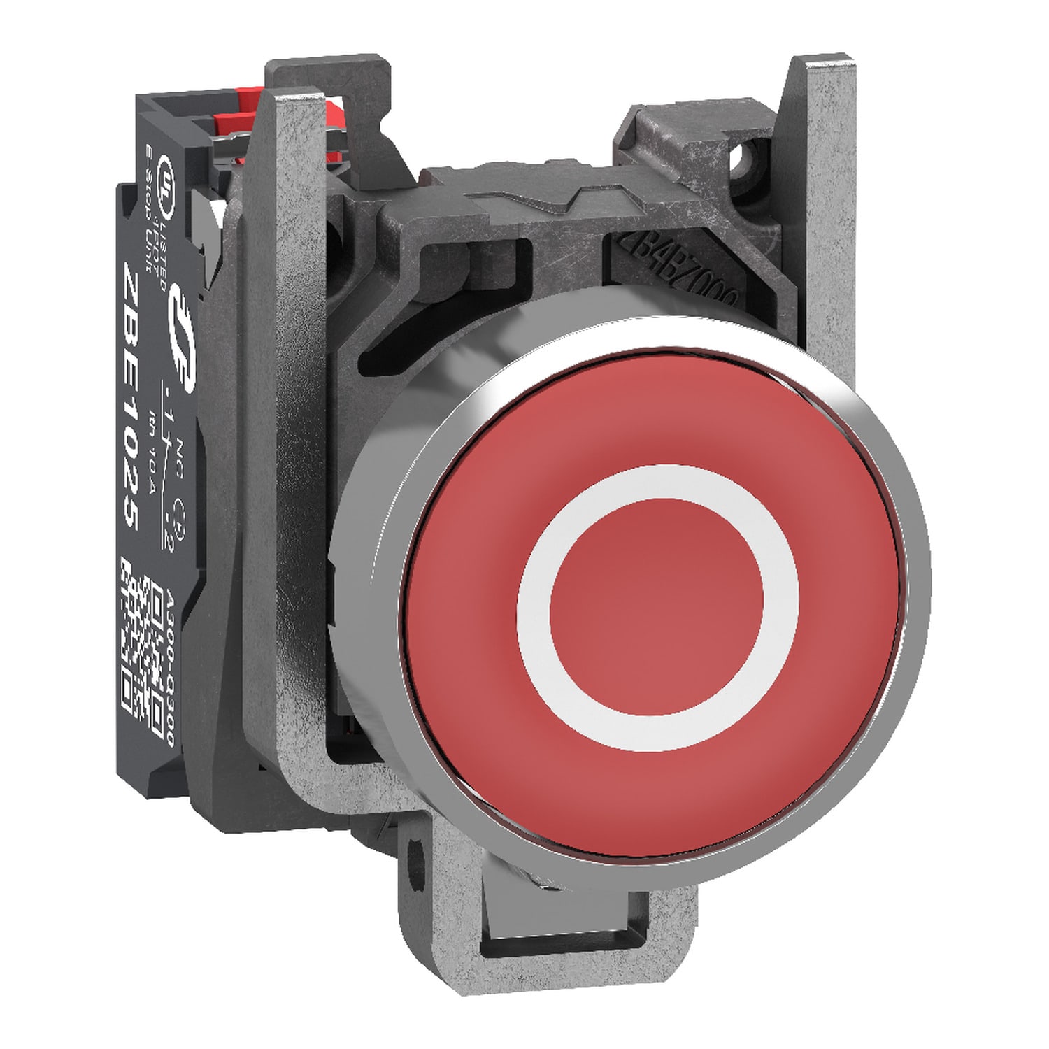 SCHNEIDER ELECTRIC - Pulsante, Harmony XB4, metallo, filoghiera, rosso, 22 mm, ad impulso, con marcatura in bianco O, 1 NC, contatti Push-in