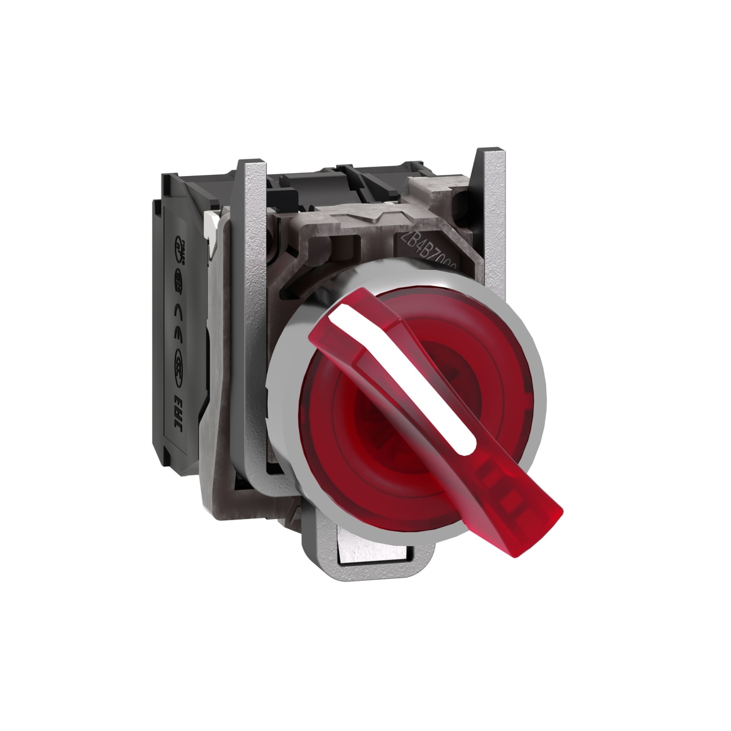 SCHNEIDER ELECTRIC - Selettore luminoso rosso Ø22 - 2 posizioni - 24Vac/dc - 1NO+1NC- LED universale