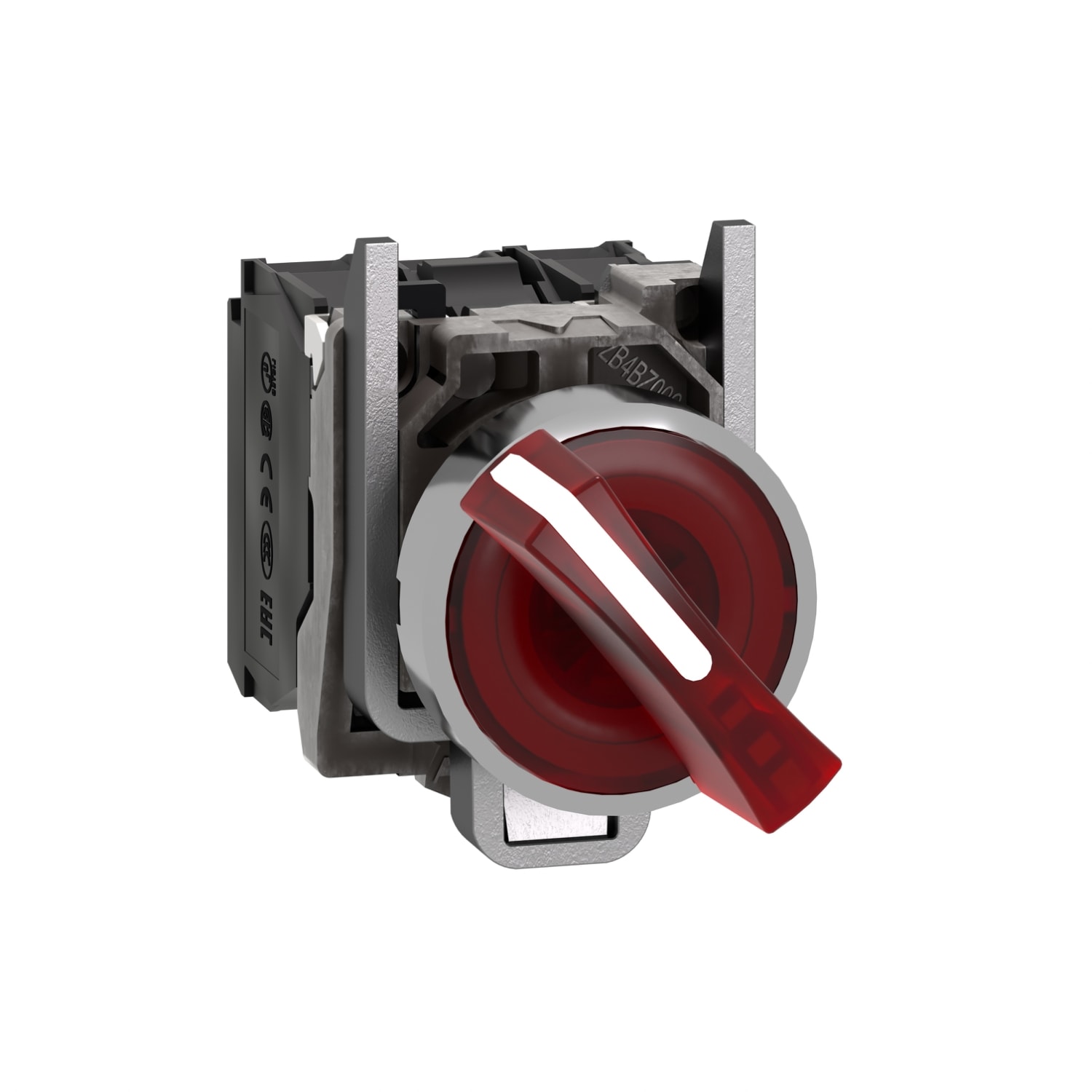 SCHNEIDER ELECTRIC - Selettore luminoso rosso Ø22 - 2 posizioni - 120Vac - 1NO+1NC- LED universale