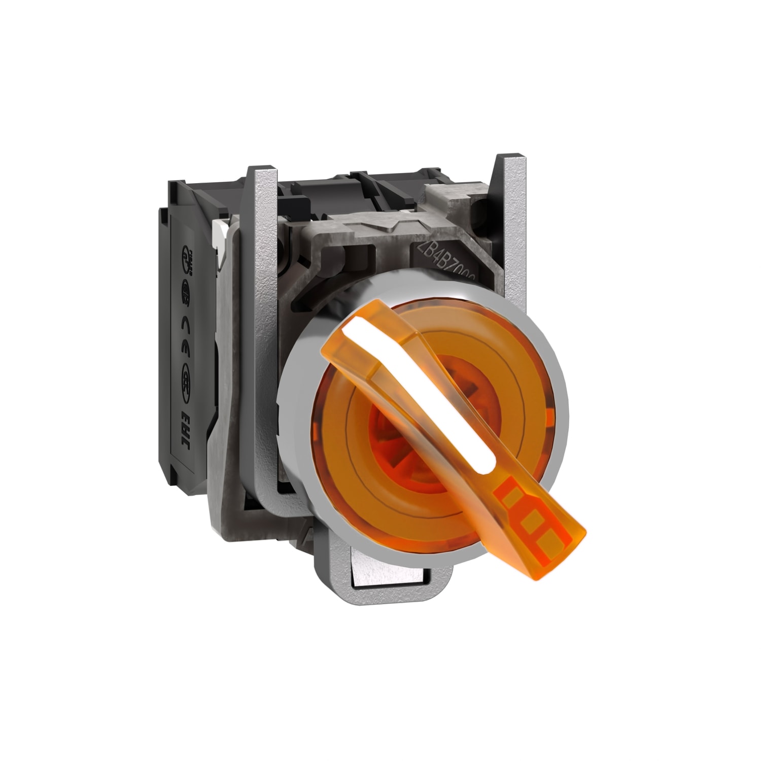 SCHNEIDER ELECTRIC - Selettore luminoso arancione Ø22 - 2 posizioni - 24Vac/dc - 1NO+1NC- LED universale