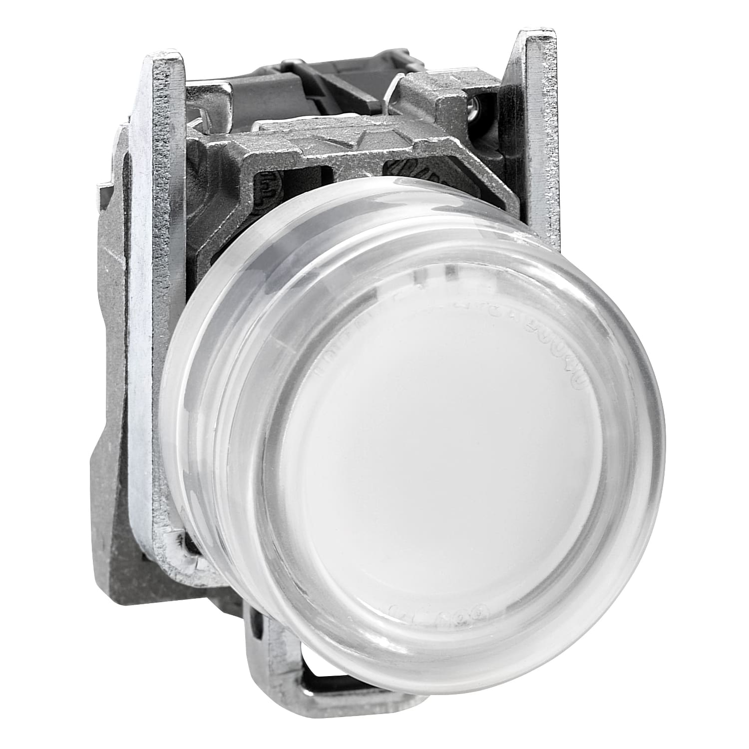 SCHNEIDER ELECTRIC - Pulsante luminoso completo, Harmony XB4, metallo, a filo ghiera, bianco, Ø22 mm, ad impulso, con cappuccio, 24...120 V AC/DC, 1 NO, ATEX