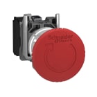 SCHNEIDER ELECTRIC - Harmony XB4, Arresto di emergenza, metallo, fungo rosso Ø40, Ø22, ad aggancio, girare per sbloccare, 1 NC + 1NC auto-monitorato