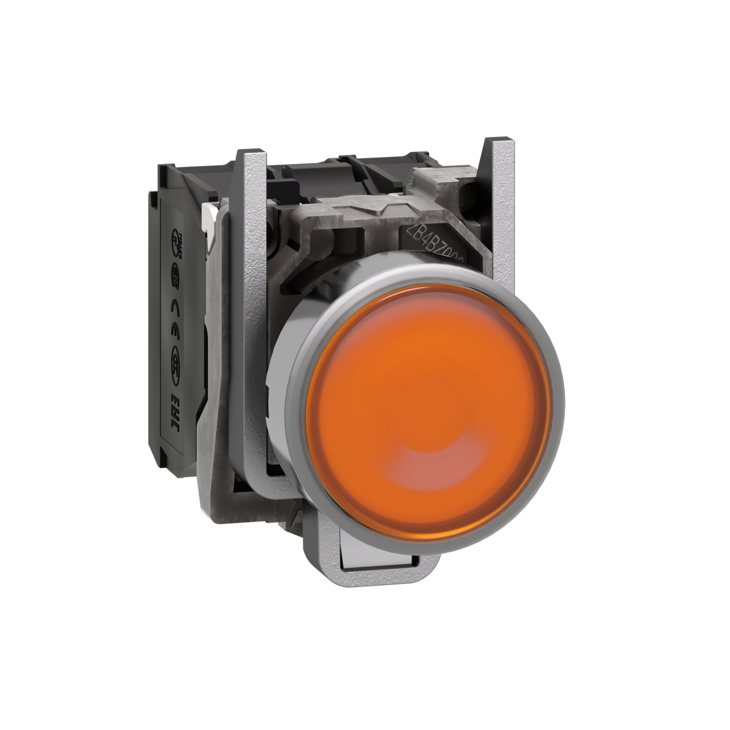 SCHNEIDER ELECTRIC - Pulsante luminoso arancione Ø22 - filoghiera ad impulso - 24Vac/dc - 1NO+1NC - LED universale