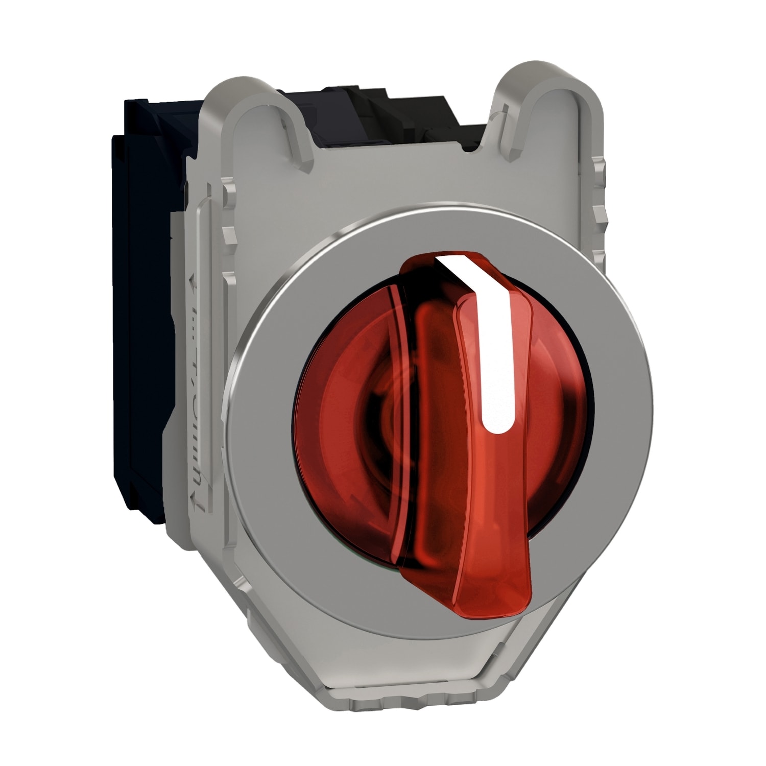 SCHNEIDER ELECTRIC - Selettore luminoso rosso filopannello 3 posizioni fisse 120VAC 1NO+1NC - LED universale- Ø30