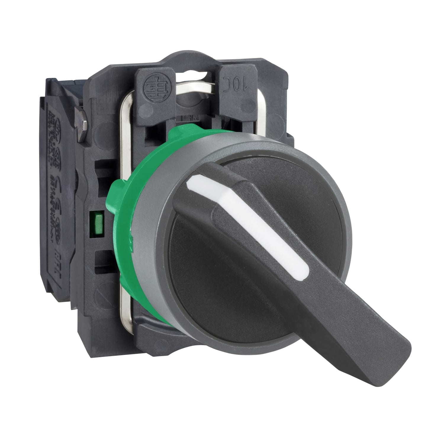 SCHNEIDER ELECTRIC - Selettore, Harmony XB5, ghiera grigia, 22mm, 2 posizioni fisse, leva lunga nera, 1NO
