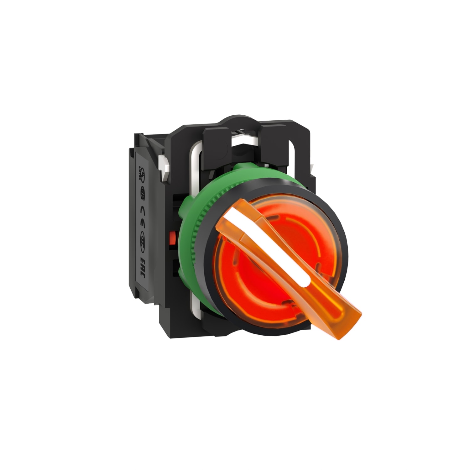 SCHNEIDER ELECTRIC - Selettore luminoso arancione Ø22 - 2 posizioni - 24Vac/dc - 1NO+1NC- LED universale